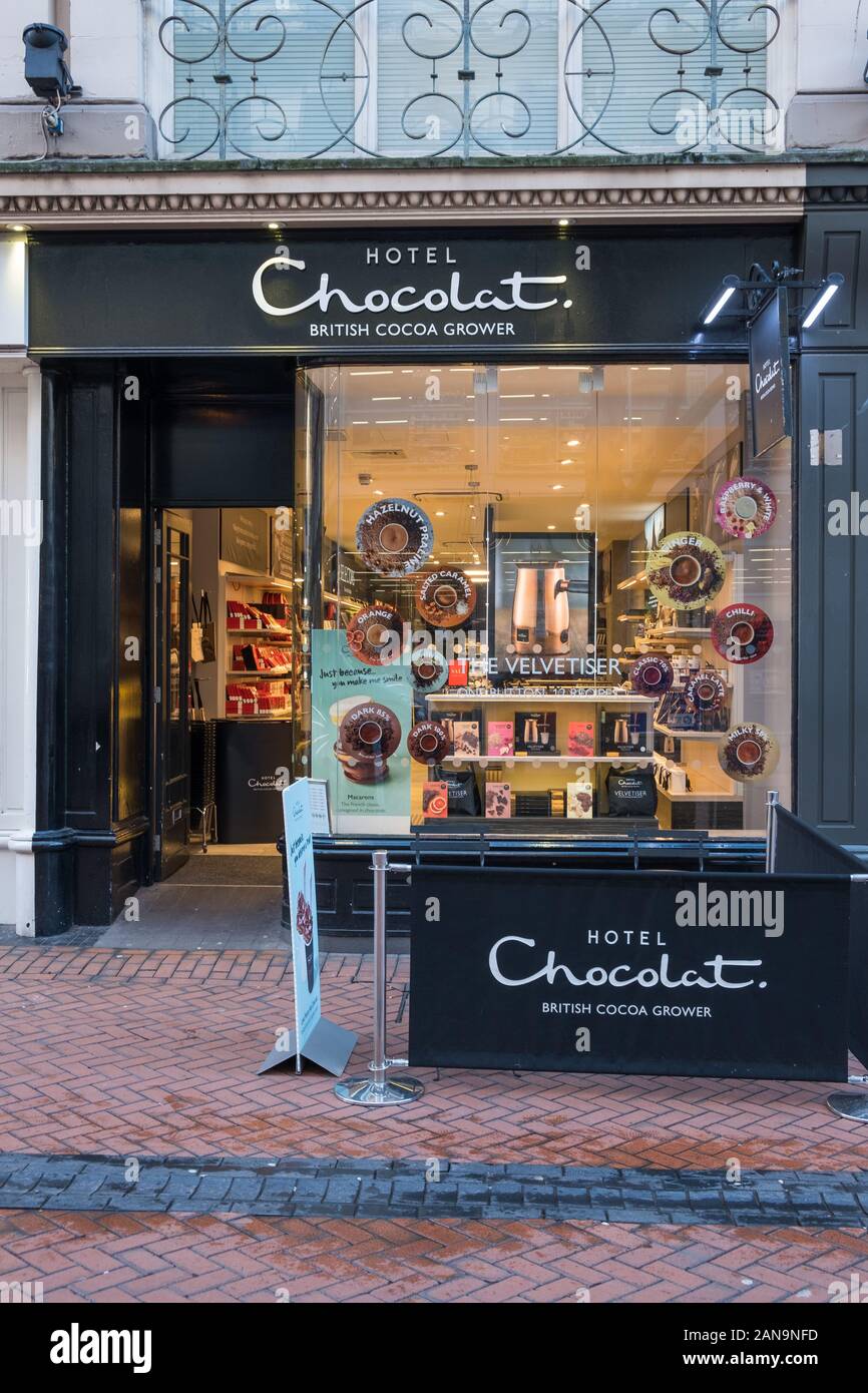 L'Hotel Chocolate Shop si trova di fronte a New Street, Birmingham, West Midlands, Regno Unito Foto Stock