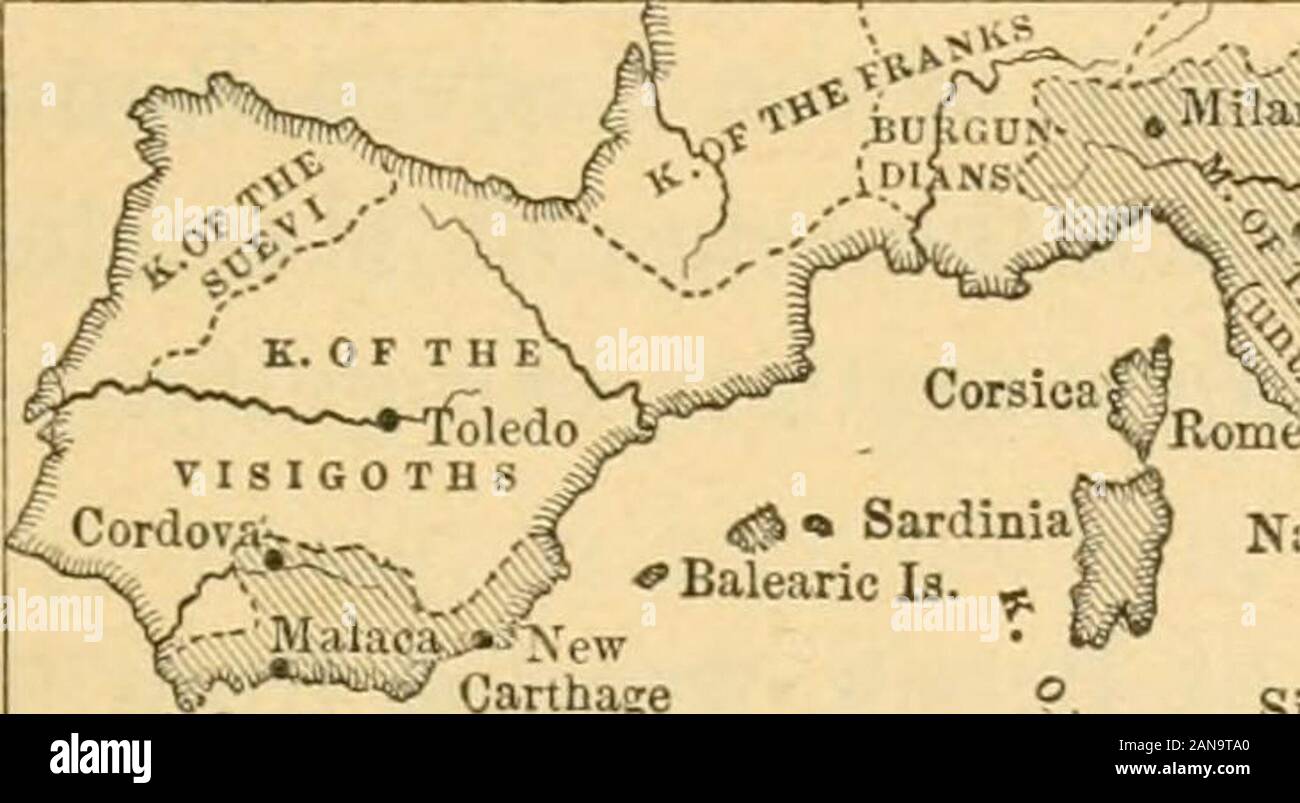 Medievale e Moderna storia . hanno visto (sec. 11), è stato firstwrested dai vandali. In Italia è stata successivamente recuperata dal theGoths e reso nuovamente una parte dell'Impero Romano (A.D. 553).It era governata da Ravenna da un funzionario imperiale che borethe titolo di esarca. Oltre a recuperare in Africa e in Italia dal recinto barbari, Giustiniano anche riconquistata dai Visigoti thesoutheastern parte della Spagna. Regno di Giustiniano 43 ma ciò che dà Justinians regna una maggiore distinzione thanany conferitole dai risultati dei suoi generali wasthe raccolta e pubblicazione da lui del Coi-ptis Juris Foto Stock