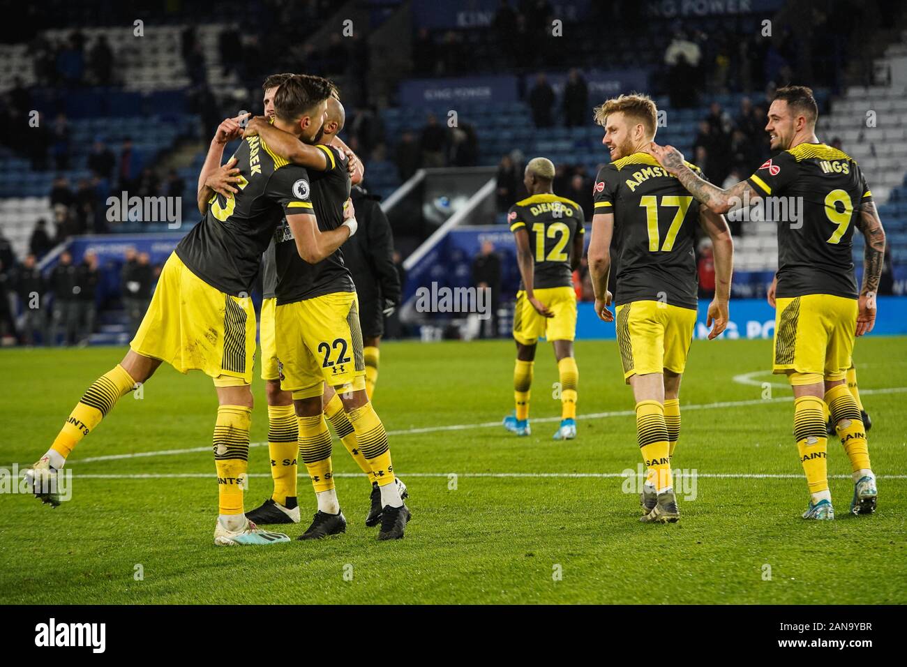 11 gennaio 2020, Re dello stadio di potenza, Leicester, Inghilterra; Premier League, Leicester City v : Southampton Southampton giocatori celebrare win Credito: Kurt Fairhurst/news immagini Foto Stock