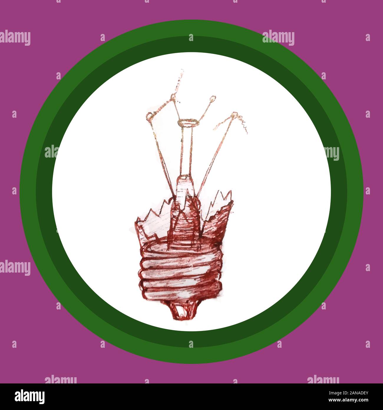 La lampadina della luce esplode e il vetro è infranta Illustrazione Vettoriale