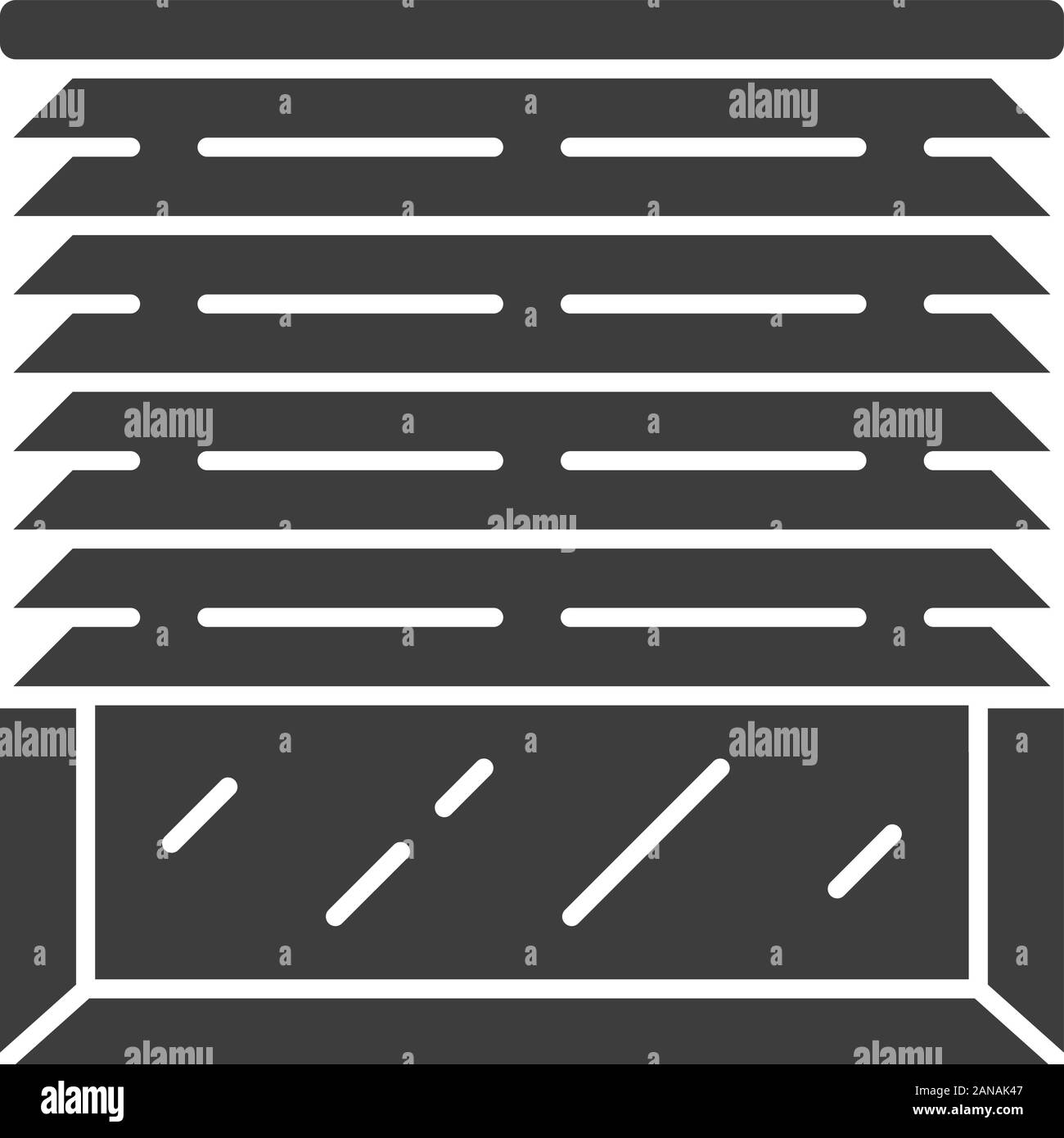 Le veneziane glifo icona. Casa e Ufficio persiana della finestra. Soggiorno di persiane. Home progettazione di interni. Finestra di oscuramento trattamenti. Silhouette symb Illustrazione Vettoriale