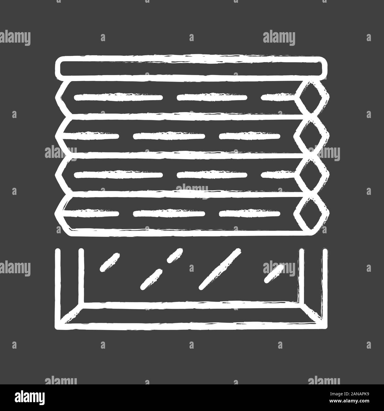 Sfumature cellulare icona chalk. I ciechi della finestra. Oscuramento totale persiana motorizzate. Ufficio, cucina, camera da letto decorazione di interni. Soggiorno di design. Isolat Illustrazione Vettoriale