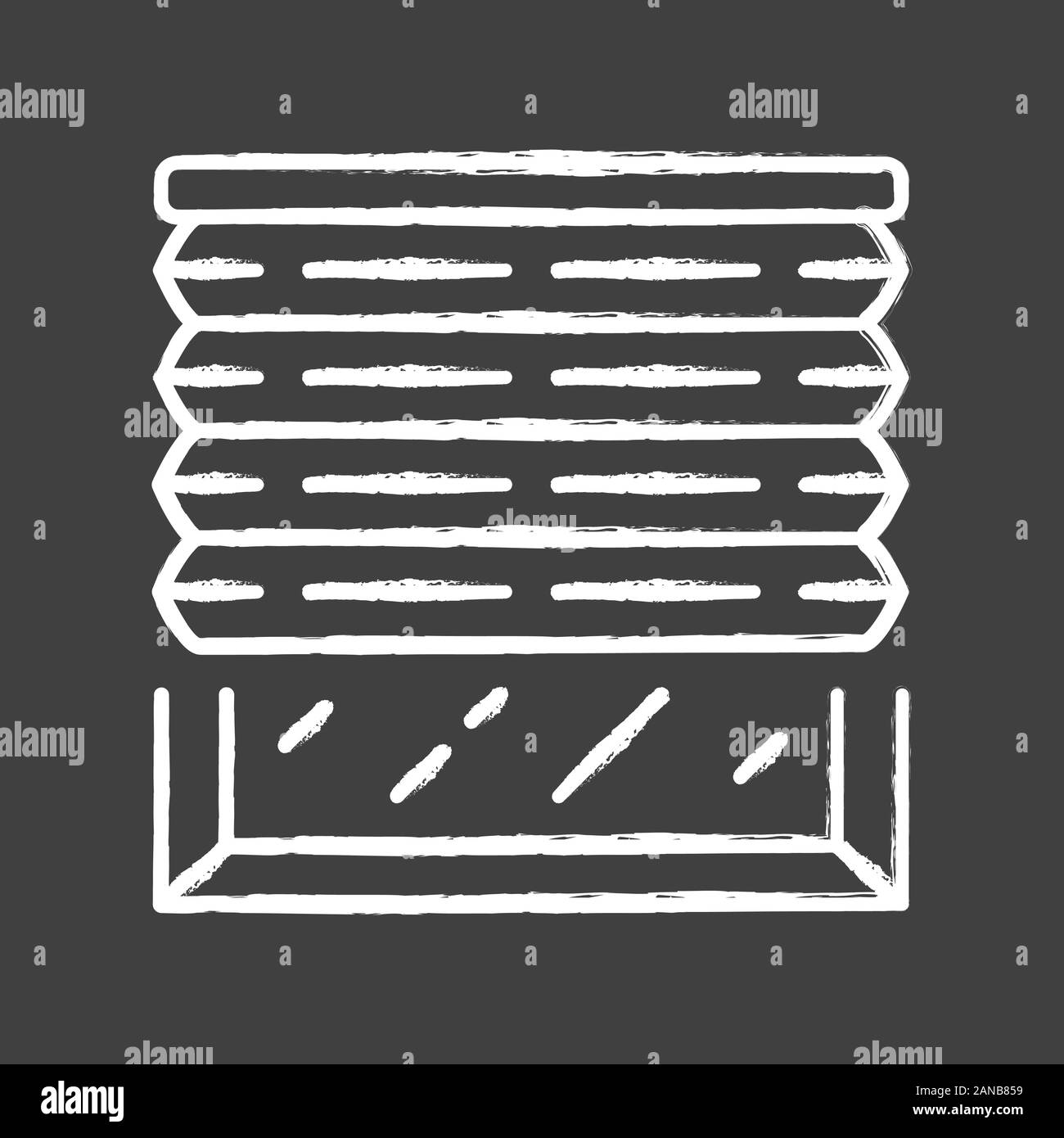 Tende plissettate chalk icona. Sfumature di cellulare. Finestra di ufficio persiane. Camera decorazione di oscuramento, tapparelle, persiane. Interior design, home decor sh Illustrazione Vettoriale
