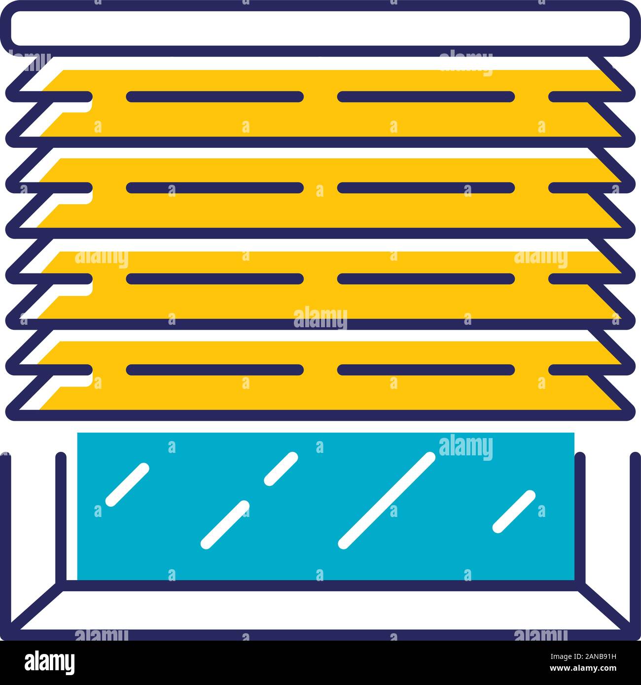 Le veneziane colore icona. Casa e Ufficio persiana della finestra. Cucina, Soggiorno di persiane. Home progettazione di interni. Finestra di oscuramento trattamenti. Isolat Illustrazione Vettoriale