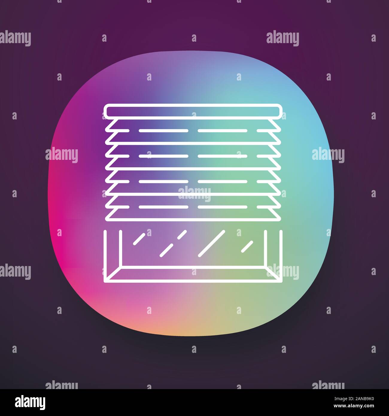 Le veneziane icona app. Casa e Ufficio persiana della finestra. Cucina, Soggiorno di persiane. Finestra di oscuramento trattamenti. UI/UX interfaccia utente. Web o m Illustrazione Vettoriale