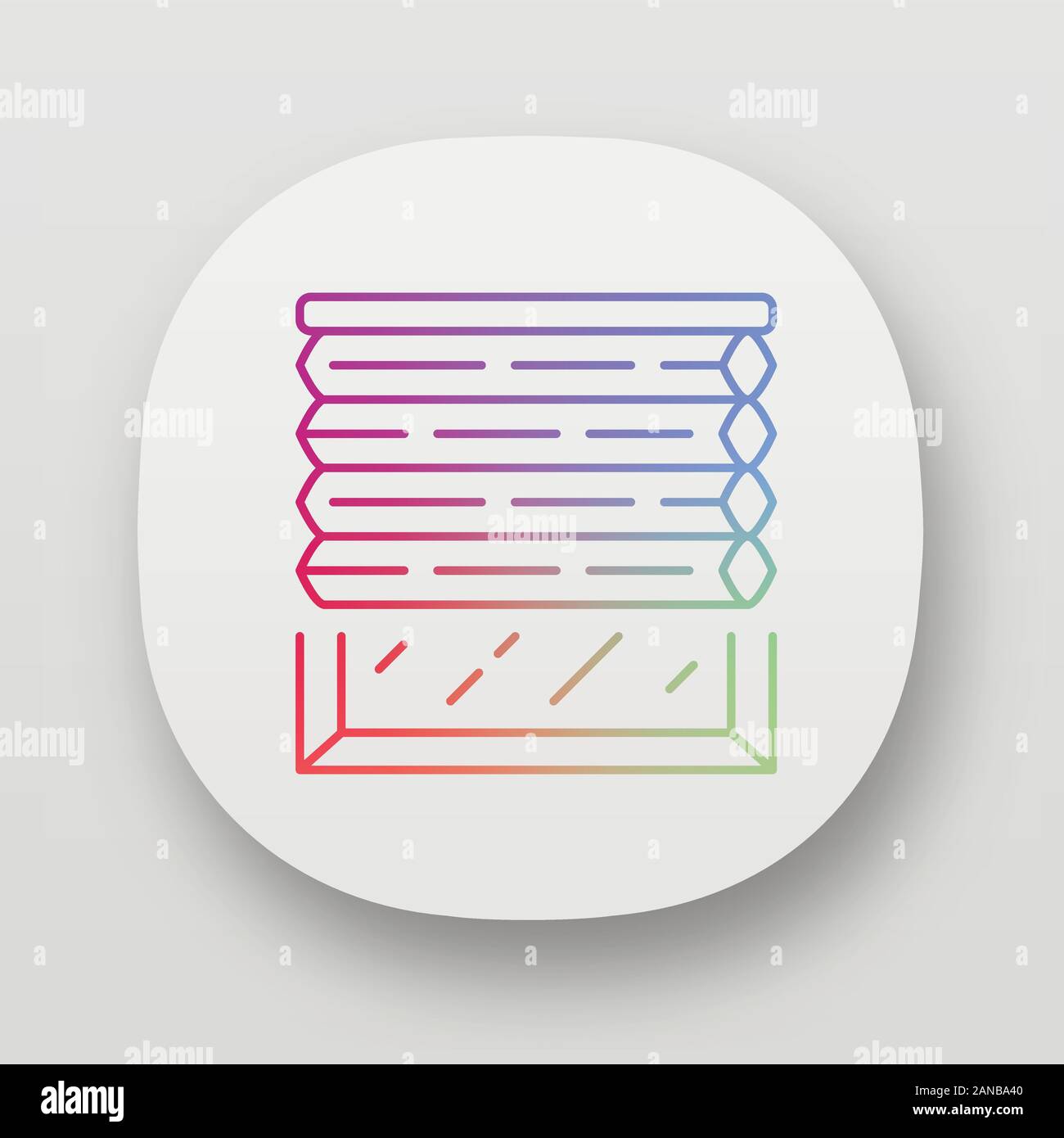 Sfumature cellulare Icona app. I ciechi della finestra. Oscuramento totale persiana motorizzate. Soggiorno di design. UI/UX interfaccia utente. Web o applicazioni mobili. Vect Illustrazione Vettoriale