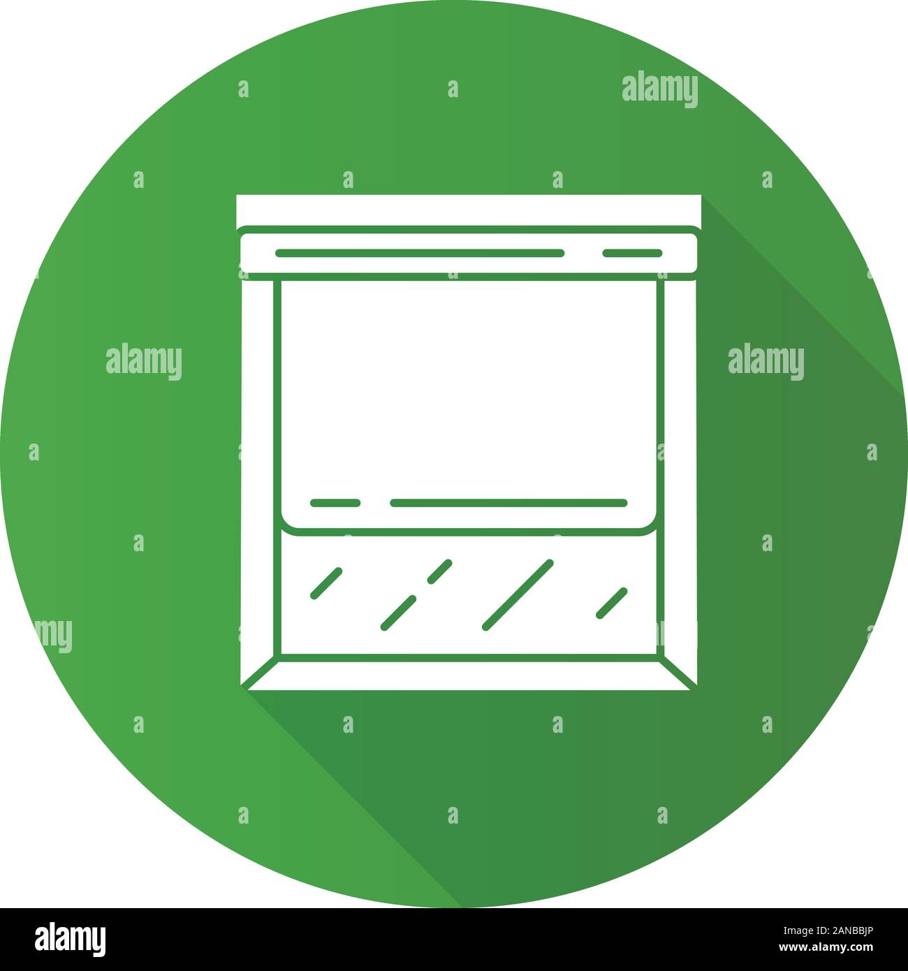 Tapparelle design piatto lungo ombra glifo icona. I ciechi della finestra. Cucina, camera decorazione di oscuramento. Persiana verticale. Finestra di trattamenti di blackout. Ve Illustrazione Vettoriale