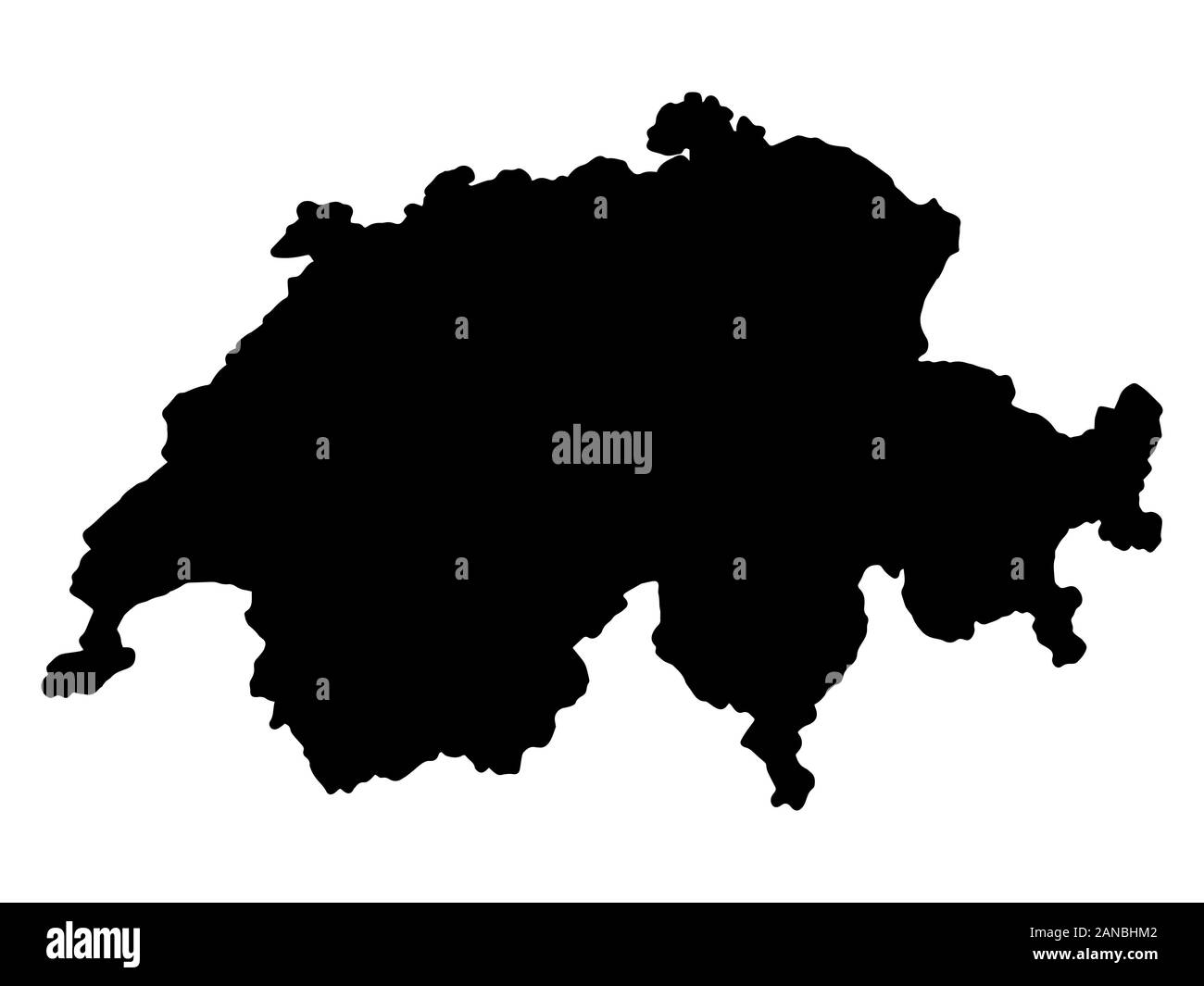 Svizzera Mappa Silhouette Nero Vector illustrazione EPS 10 Illustrazione Vettoriale