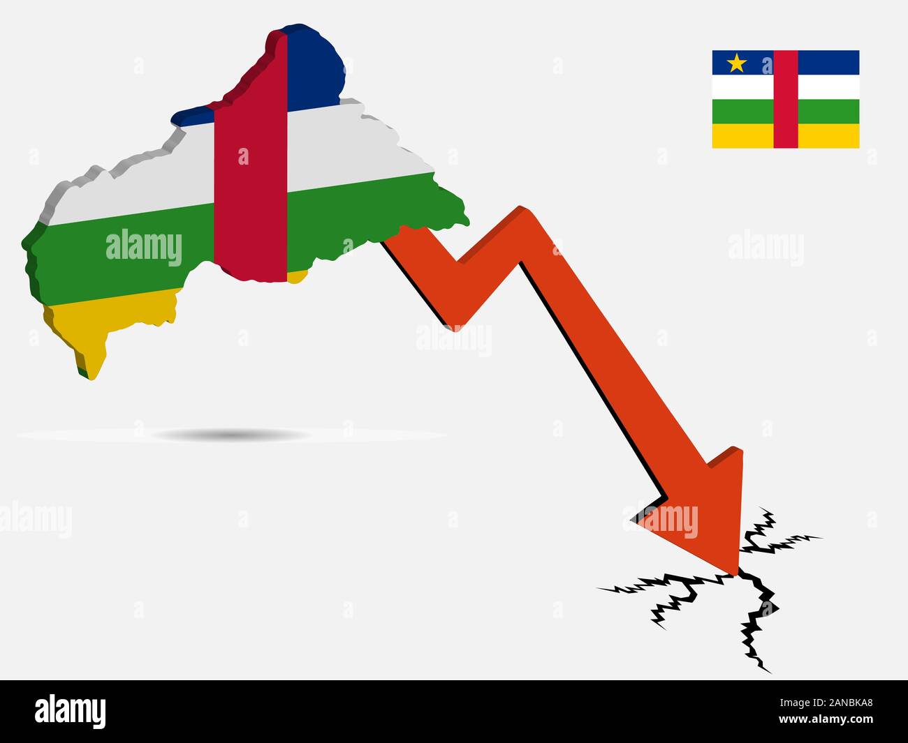 Illustrazione del vettore di crisi economica della Repubblica Centrafricana EPS 10 Illustrazione Vettoriale