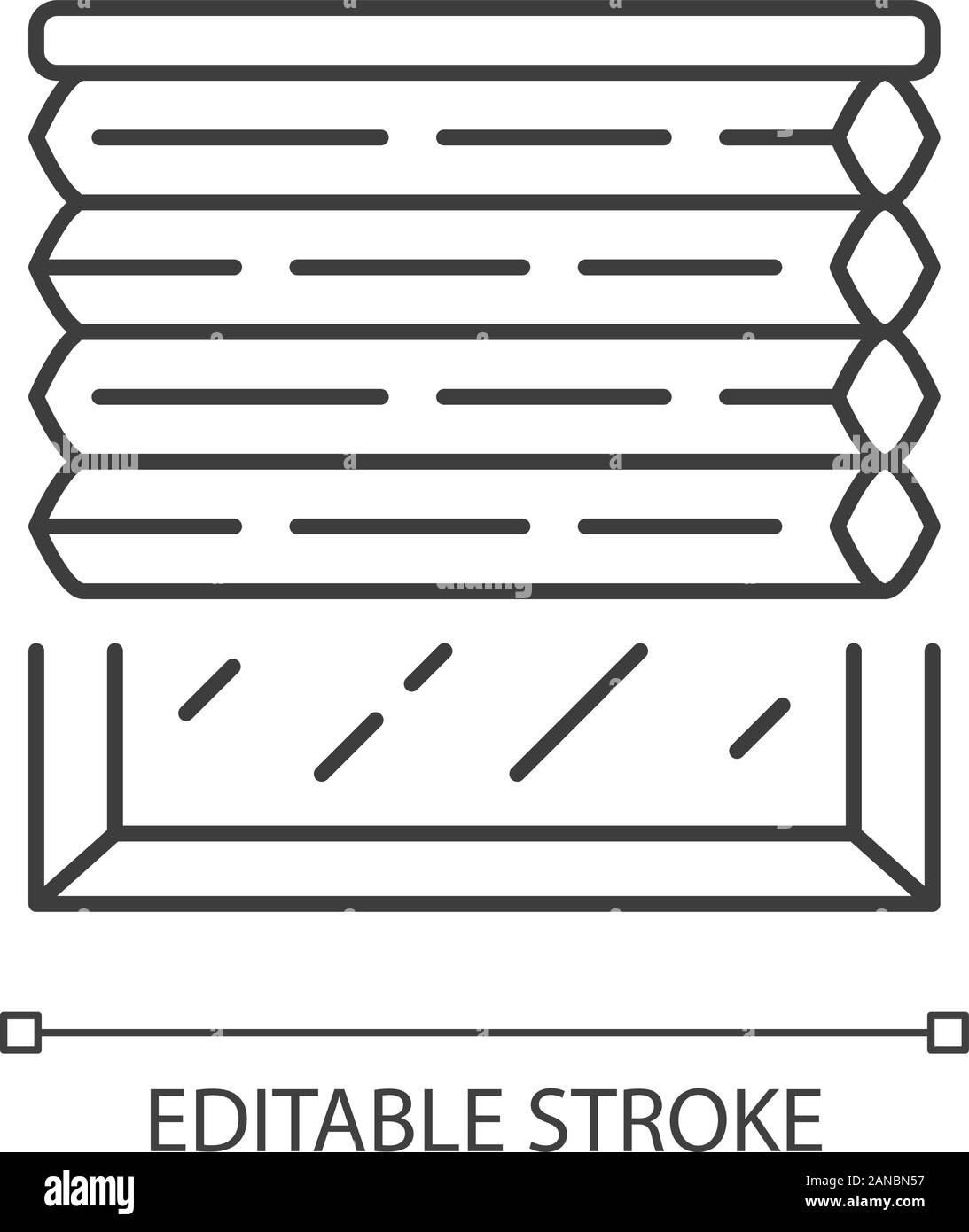 Sfumature cellulare icona lineare. I ciechi della finestra. Oscuramento totale persiana motorizzate. Camera da letto decorazione di interni. Linea sottile illustrazione. Simbolo di contorno. Ve Illustrazione Vettoriale