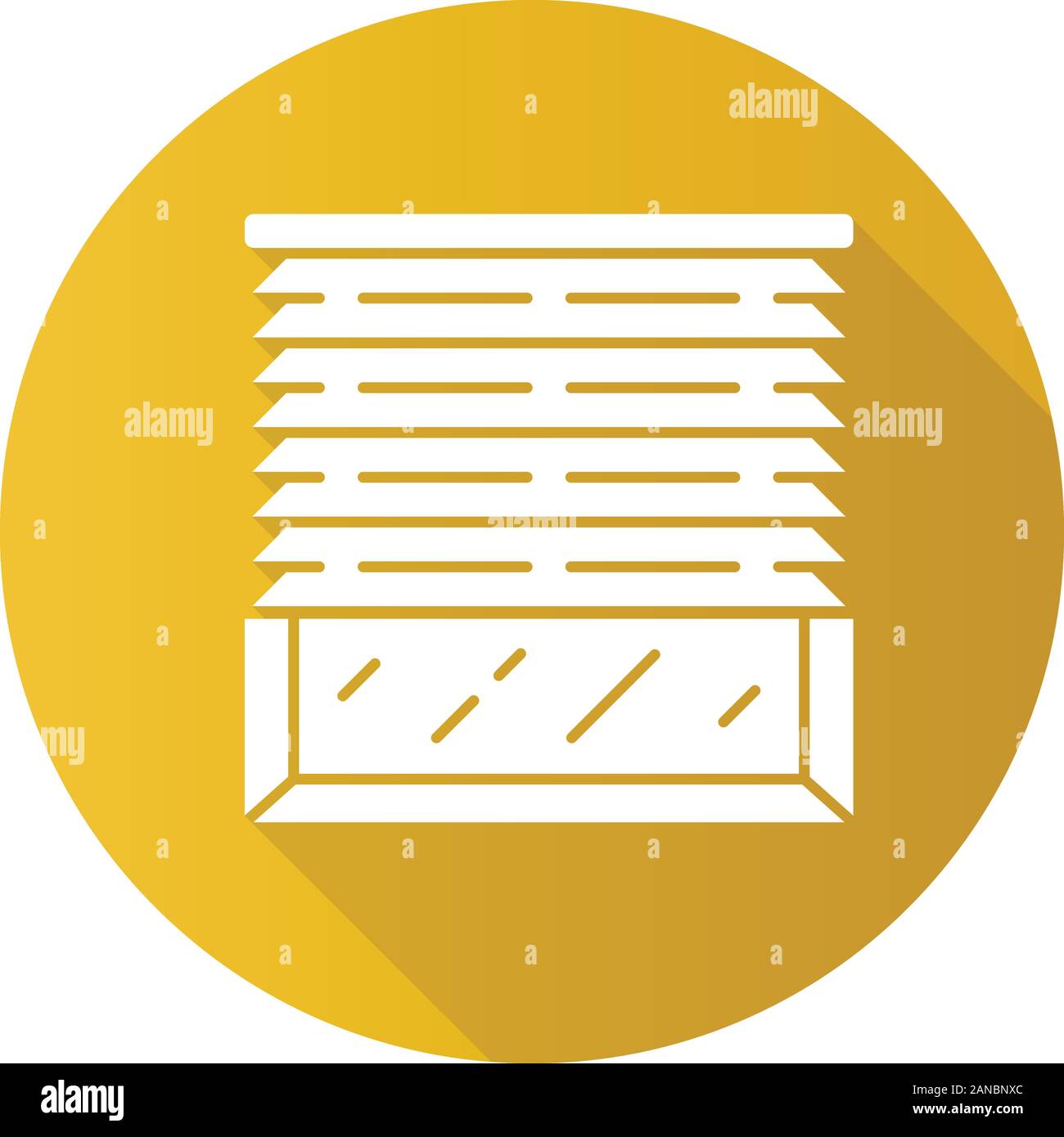 Le veneziane design piatto lungo ombra glifo icona. Casa e Ufficio persiana della finestra. Cucina, Soggiorno di persiane. Home progettazione di interni. Oscuramento w Illustrazione Vettoriale