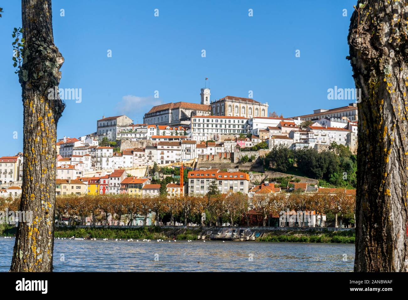 Bella e antica città di Coimbra situato sulla collina dal fiume Mondego, Portogallo Foto Stock