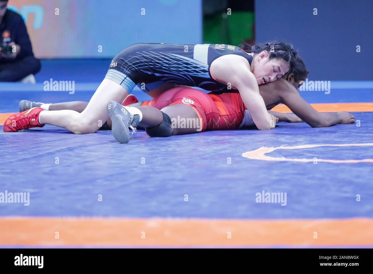 Roma, Italia. 16 gennaio, 2020. Roma, Italia, 16 gen 2020, feng zhou (Cina) durante il 1Â° classifica della Serie Internazionale Torneo - Giorno 2 - Wrestling - Credito: LM/Luigi Mariani Credito: Luigi Mariani/LP/ZUMA filo/Alamy Live News Foto Stock