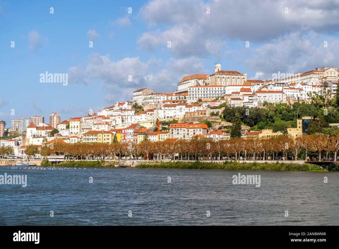 Bella e antica città di Coimbra situato sulla collina dal fiume Mondego, Portogallo Foto Stock