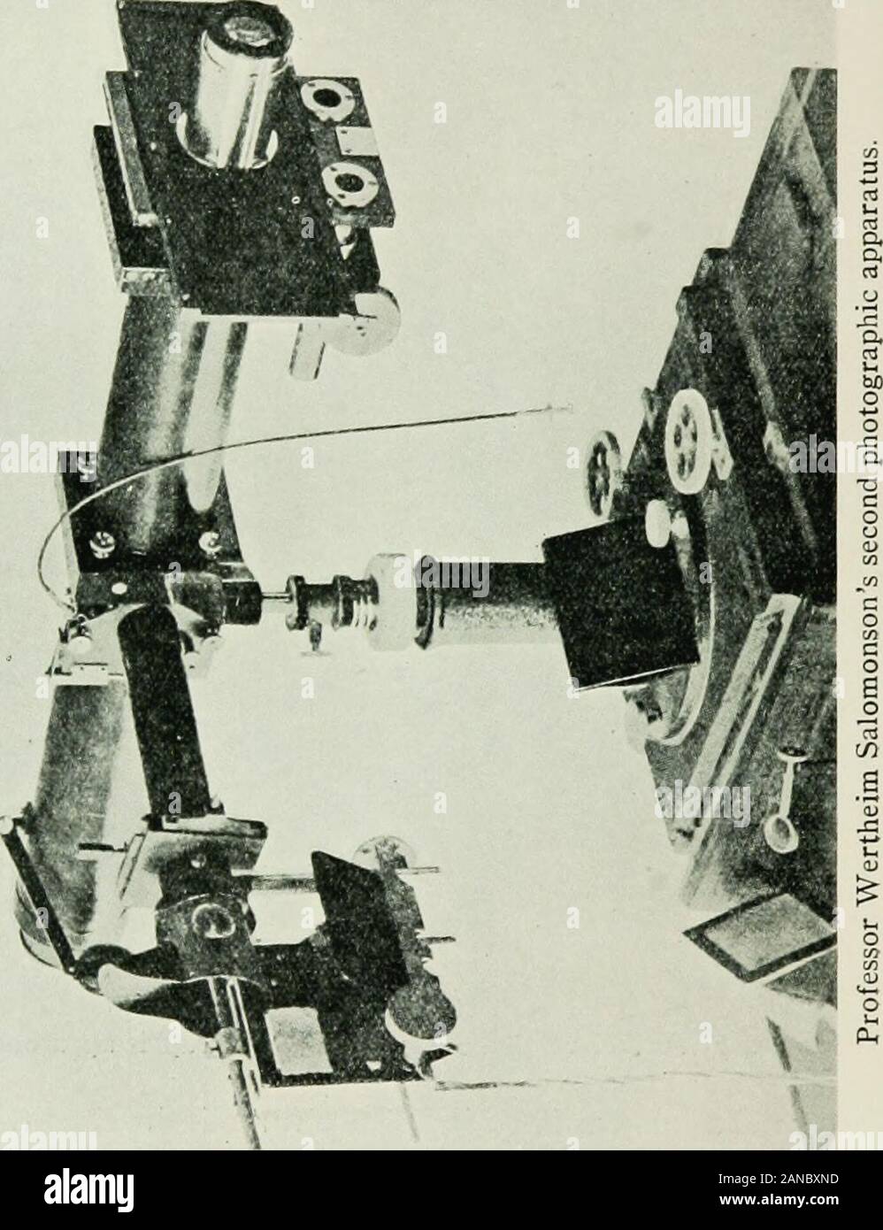 Un saggio sulla storia di elettroterapia e diagnosi; . Il Professor Wertheim Salomonsons primo apparecchio fotografico. Le varie condizioni necessarie per eliminare il con-fusione di serie di riflessioni sono state formulate da Gullstrand, andwere poi realizzato nella grande manifestazione ophthalmoscopeof Zeiss, che è stata tuttavia inadatto per photographicwork. Grazie alle ricerche di Wertheim Salomonson, ofAmsterdam, le varie difficoltà sono state superate, andbeautiful fotografie del fundus oculi in soggiorno subjectcan ora essere ottenuta dal suo apparato una descrizione generale ofwhi Foto Stock