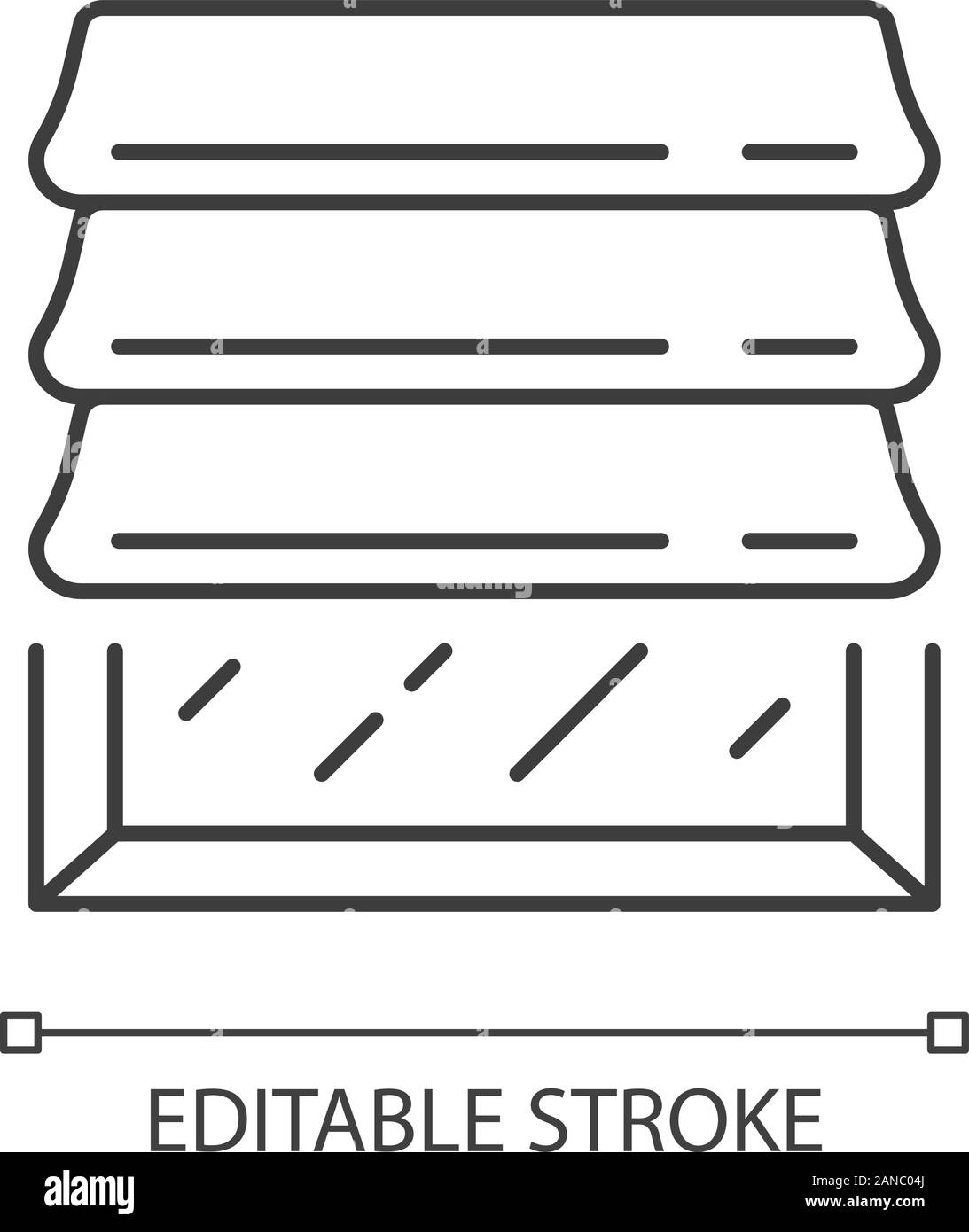 Sfumature romano icona lineare. Casa e ufficio design. Home Shop interno. La copertura per una finestra, persiana motorizzate. Linea sottile illustrazione. Simbolo di contorno. Ve Illustrazione Vettoriale