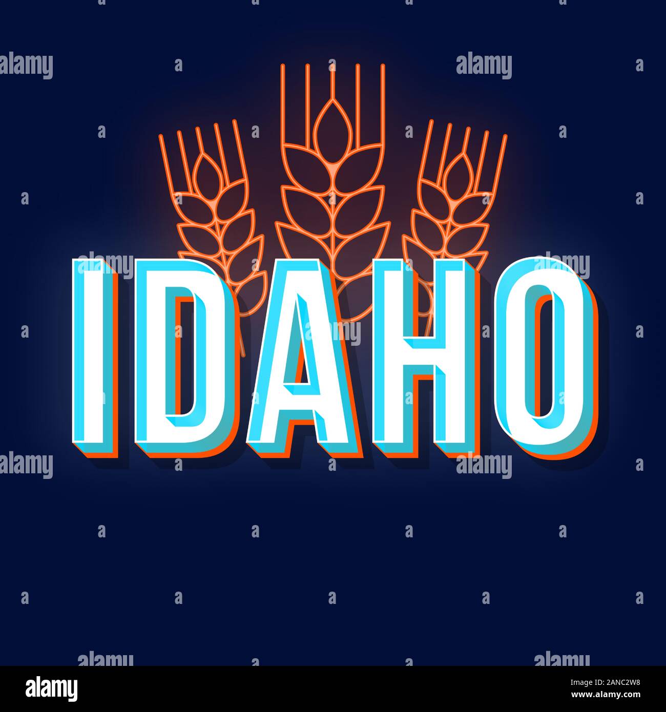 Idaho vintage vettore 3d caratteri. Retrò grassetto font, il carattere tipografico. La Pop art testo stilizzato. In stile vecchia scuola di luce al neon lettere. 90s, 80s, poster desi banner Illustrazione Vettoriale