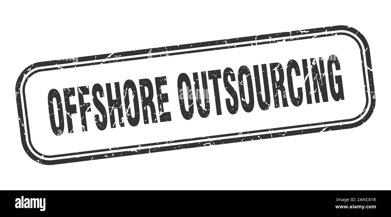 Outsourcing offshore timbro. outsourcing offshore square grunge segno nero Illustrazione Vettoriale