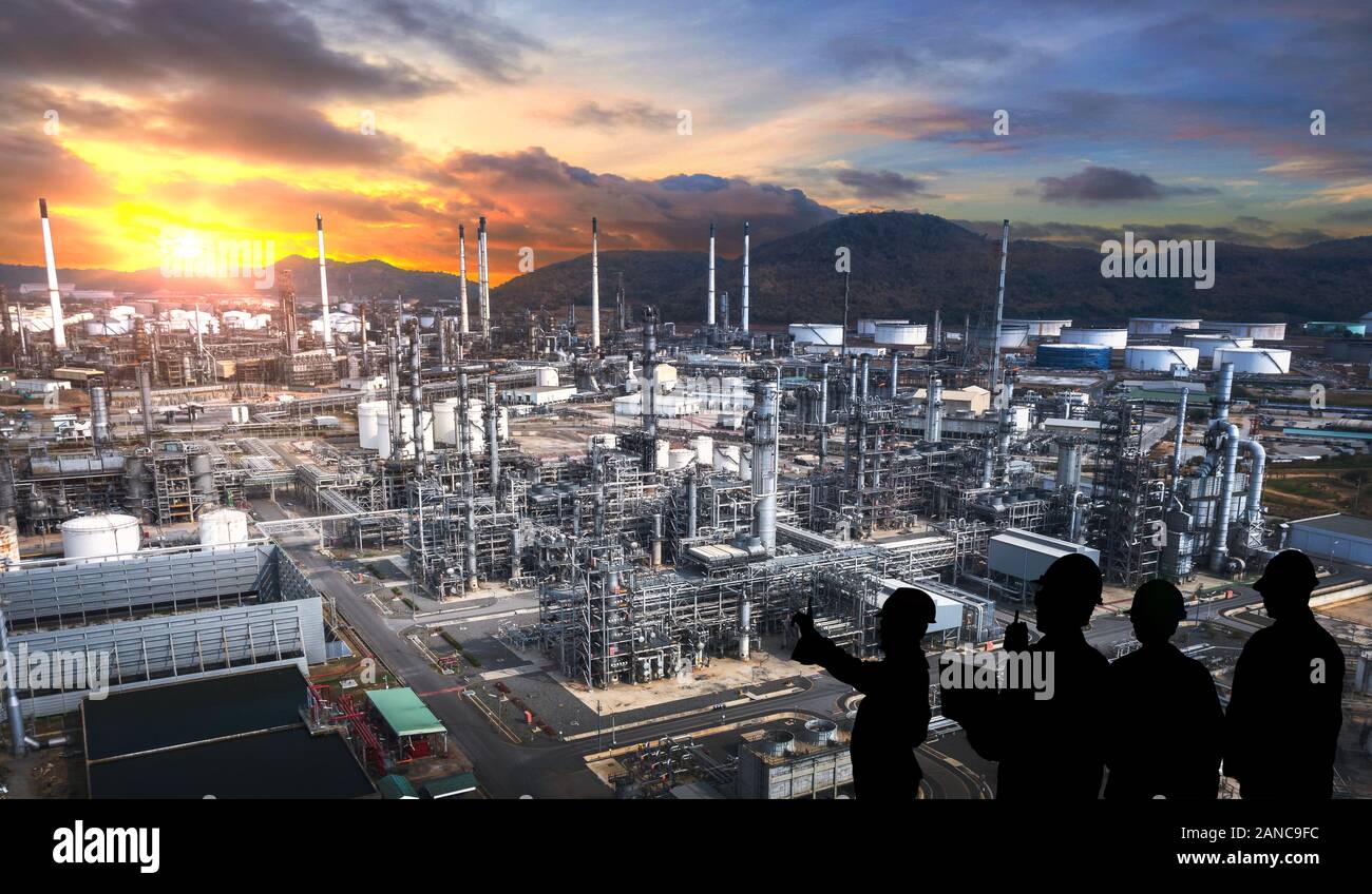 Olio e Gas impianto di raffineria come icona concetto industria petrolchimica. Foto Stock