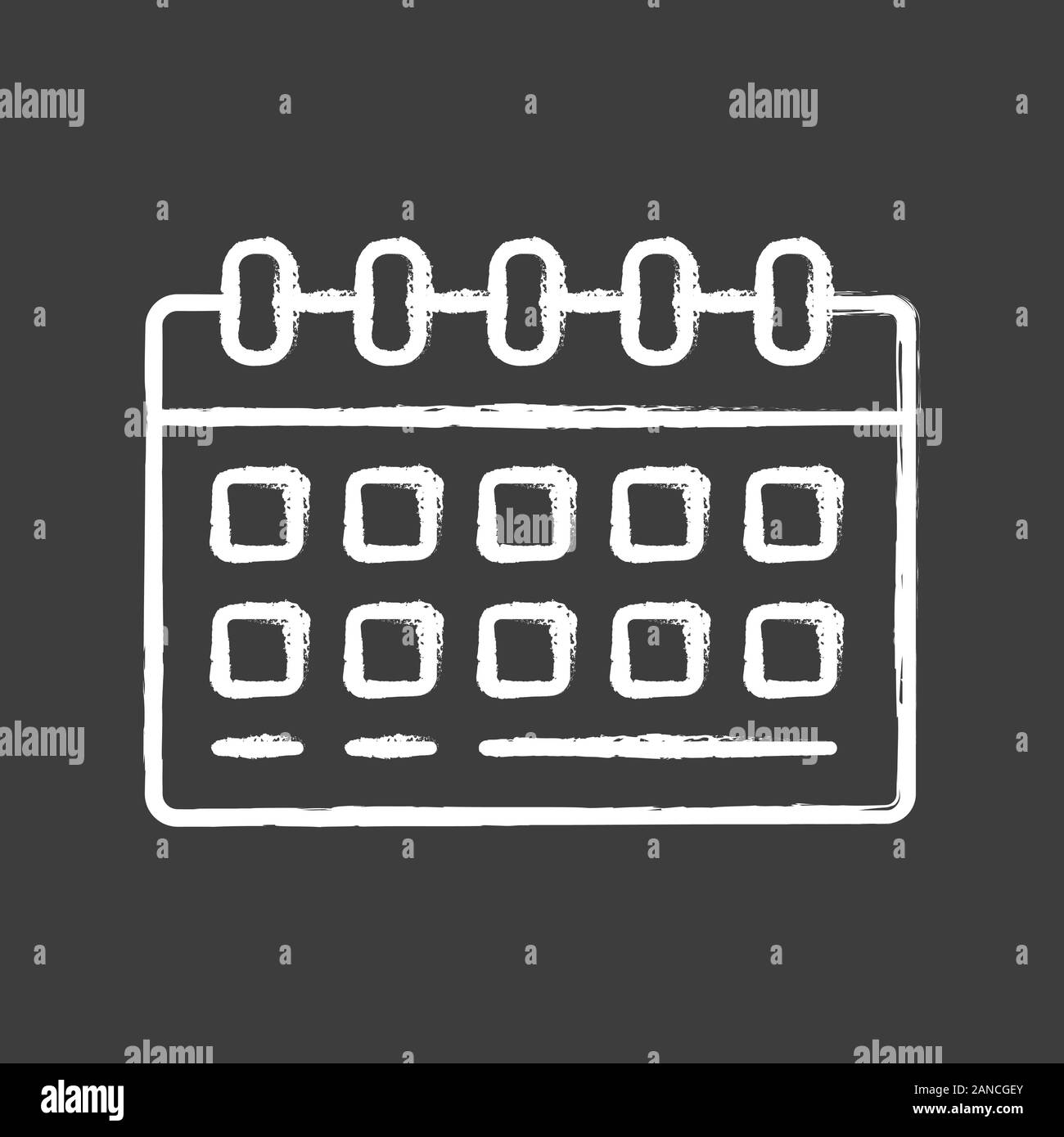 Calendario da parete, scrivania planner chalk icona. Utilità di pianificazione di business vettore isolato illustrazione della lavagna. Timesheet mensile di pagine con anelli di legante. Ufficio, Illustrazione Vettoriale