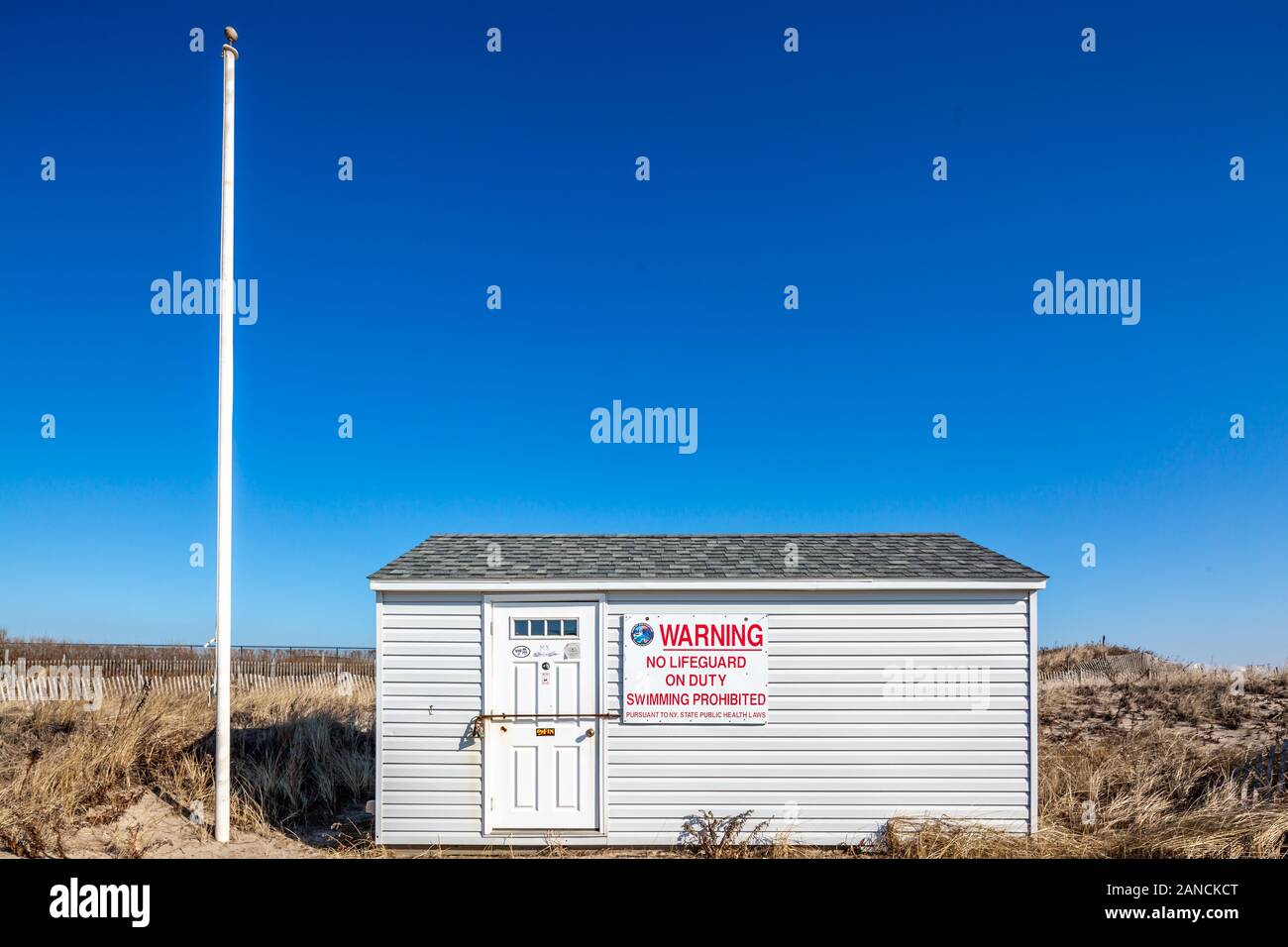 Edificio di stoccaggio in una Long Island Beach orientale Foto Stock