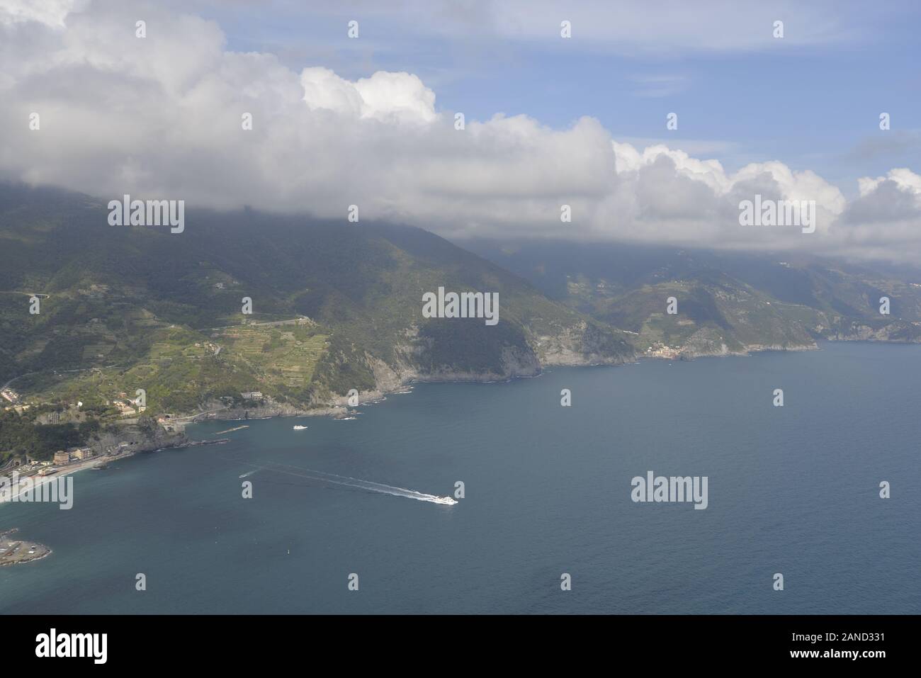 Vista panoramica del Parco Nazionale delle Cinque Terre Foto Stock