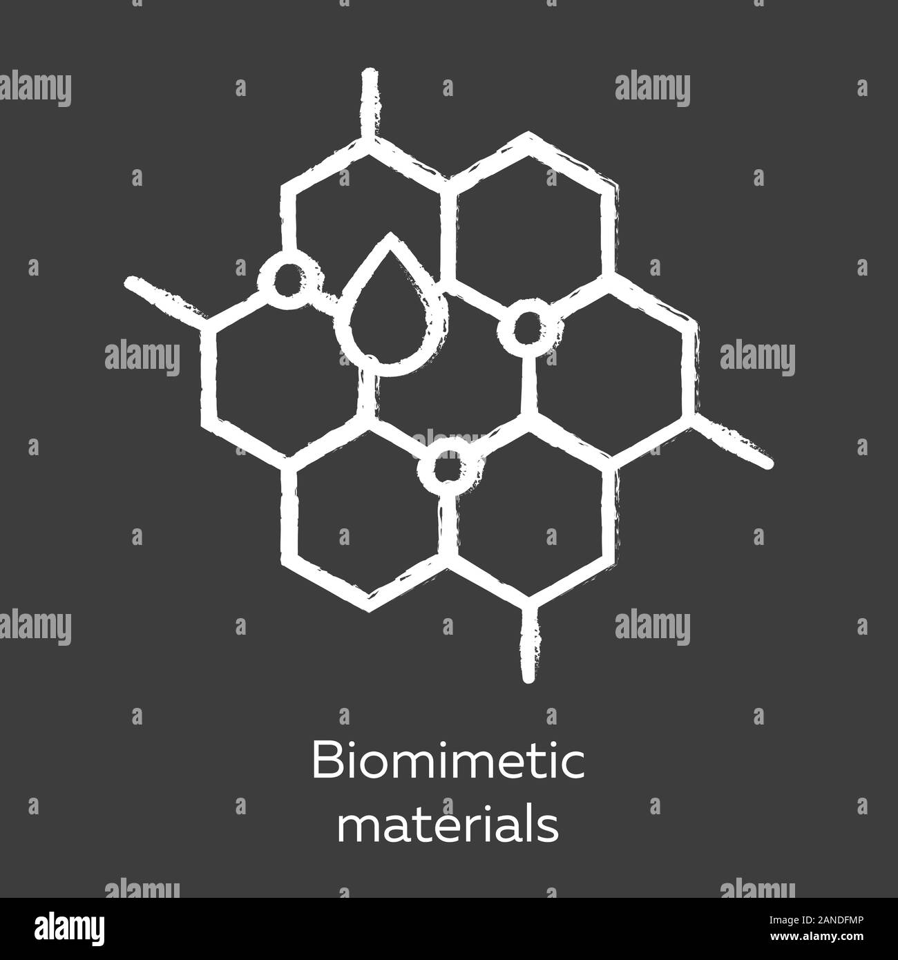 Materiali biomimetico chalk icona. Copia di formazione naturale dall'uomo. Materiali biologici struttura per imitare lo studio. Favo di miele, goccia d'acqua. Bioengin Illustrazione Vettoriale