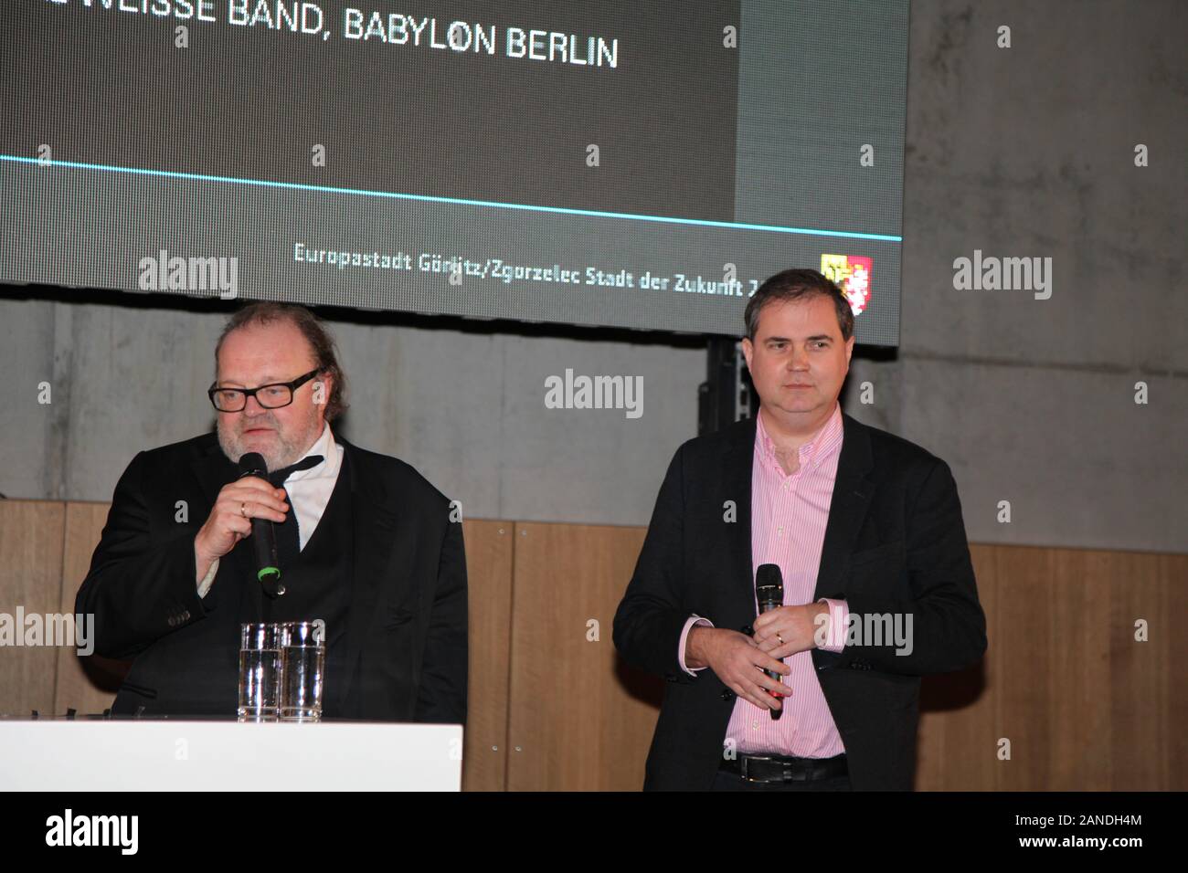 Stefan Arndt (X Filme) und Markus Görsch (MDM) beim Neujahrsempfang der Stadt Görlitz in der Schenckendorff-Turnhalle in Görlitz am 16.01.2020 Foto Stock