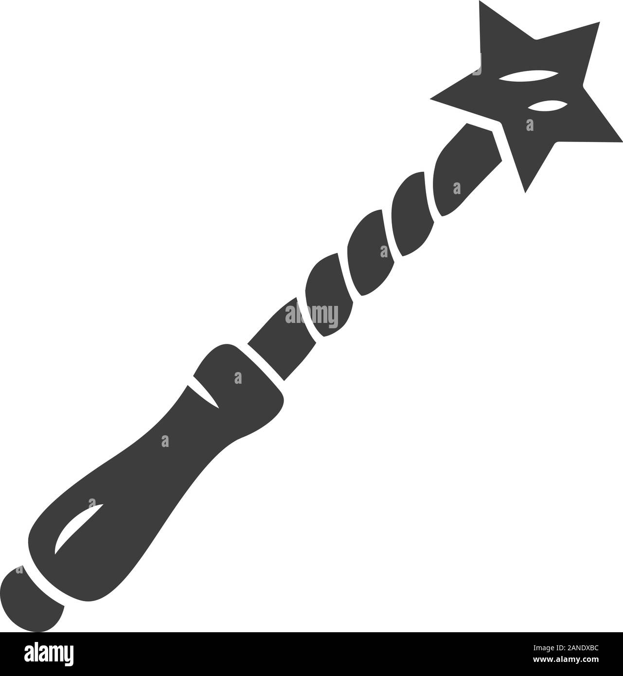 La bacchetta della strega icona glyph. Simbolo di Silhouette. Wizard Magic wand, fata bastone di legno. Mago stregone voce. La stregoneria & Sorcery Halloween strumento magico. Illustrazione Vettoriale