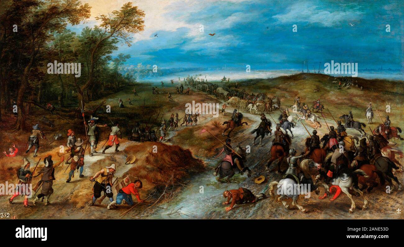 Assalto a un convoglio - Sebastiaen Vrancx e Jan Brueghel il Giovane Foto Stock