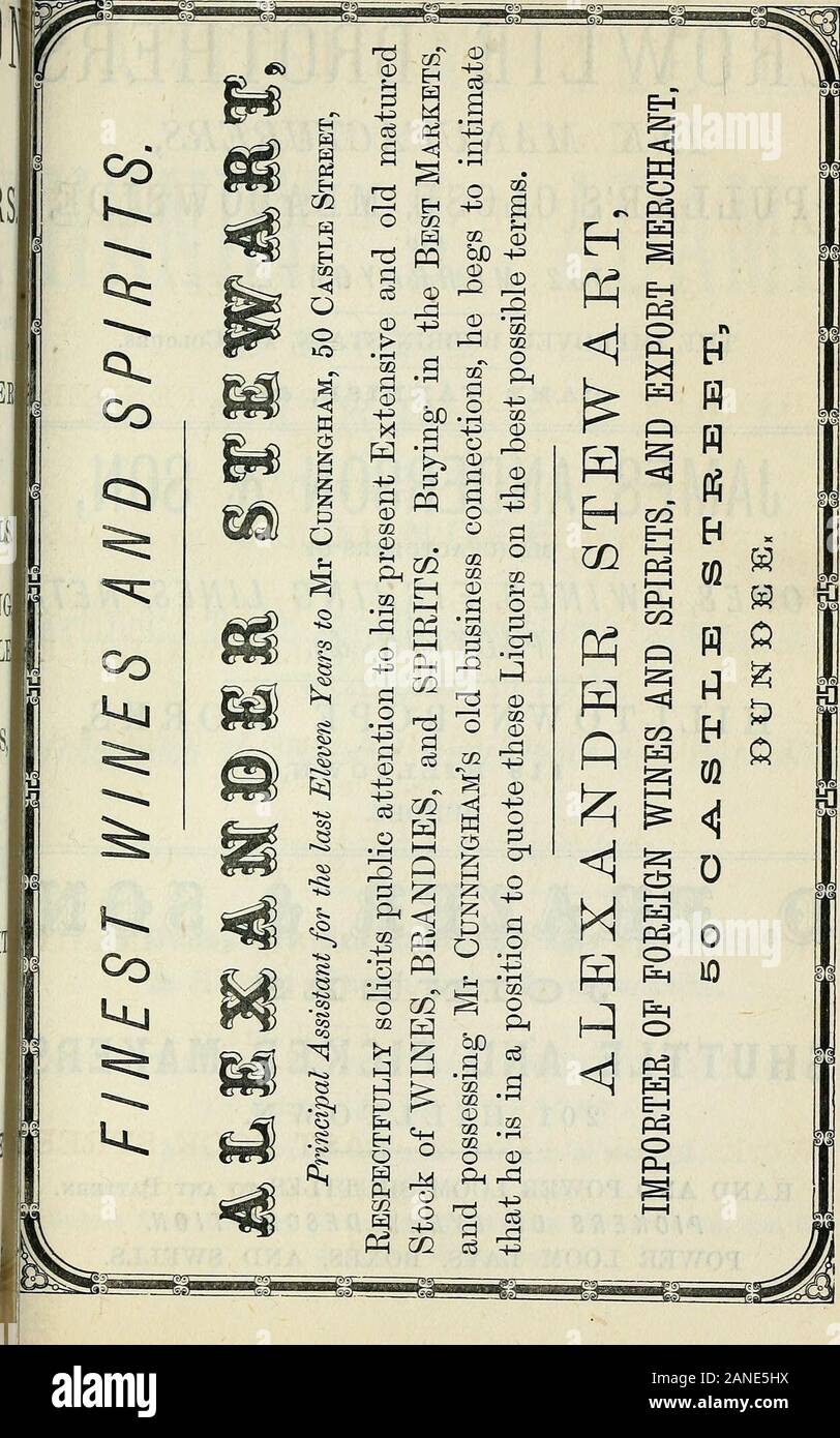 Dundee Directory . F le macchine riparate. Verdure, fiori e le sementi agricole, di ogni descrizione, Dutch Flower radici, attrezzi da giardino e ogni requisito del giardino. Cataloghi separati pubblicato e può essere avuto libero su applicazione, a D- &z W. OROLLS SEME NUOVO MAGAZZINO, 48 Castle Street, Dundee. lx DUNDEE DIRECTORY annunci pubblicitari. FYFE & ROBERTSONl frese in marmo, e monumentali di scultori., Show Rooms-41 Riforma Street. Pezzi di camino in marmo e bagni FENDERSMARBLE,Mirror passi e cime di credenza,pavimenti in marmo foe vestiboli e sale. | ENCAUSTO TESSELATED e pavimenti in piastrelle,WHIT Foto Stock