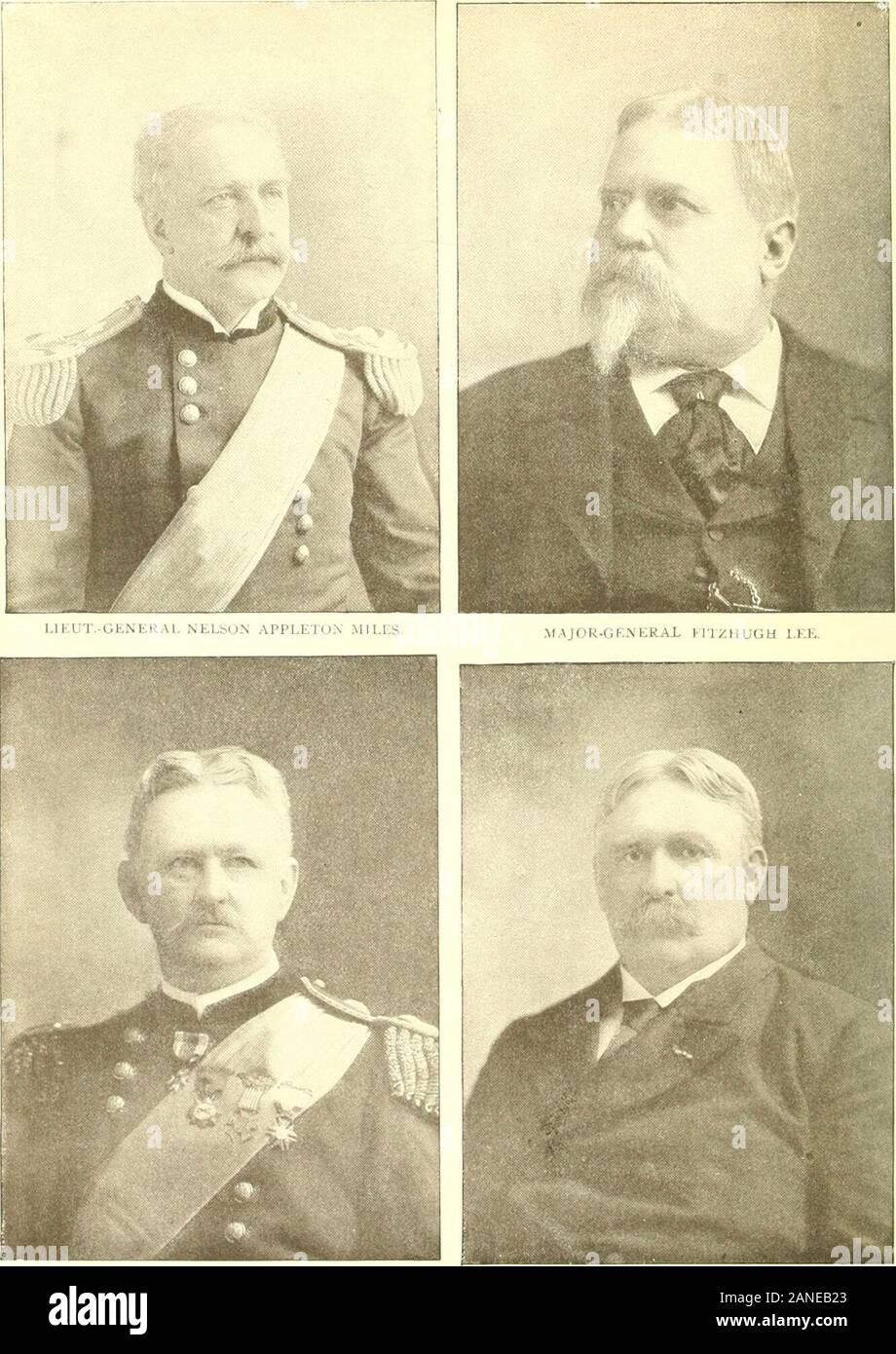 Dal 1800 al 1900 il meraviglioso racconto del secolo; i suoi progressi e successi .. . -Ammiraglio John CRITTENDEN WATSON-ammiraglio Winfield Scott SCHLEY comandanti principali della nostra marina nella span ISH - UN M ERICAN GUERRA. MAJOR-GENERAL WESLEY MERR1TT. MAJOR-General William R. SHAFTER. I comandanti principali OFU.S. Esercito IN SPAGNOLO-guerra americana LO SVILUPPO DELLA AMERICAN NA VY 489 come punti di svolta nel XIX secolo di guerra. E il primo e il più grande tra questi è stato il notevole battaglia navale di Hampton Roads il 9 marzo 1862. L'utilizzo di ferro per la placcatura di scafi di navi non era prima Foto Stock