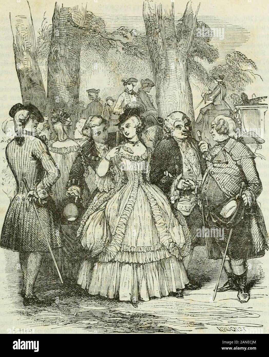 La Revue pittoresco : musée littéraire . LiibO Lan, après les progies de layriculture, et lagrandissement de rédullu sociale et démjcratiquo.. MADEMOISELLE DE CAMARGO. S0. UI8T0IRE AMOIREISE RACONTEE PAR ELLE-meme. Au Cours-la-Reine, ce nélail plus une danseuse,cétait une reine, cétait la Reine. Il ny en avaitpas de si belle et de tant adorée. Aussi, marquiset finanzieri, hommes dépée et hommes de plume,tous la saluaient au passage en songeant il escala-der les marches de son trône ou plutôt à passerpar la fenêtre. Mademoiselle de Camargo vint au monde pres-que en dansant. Il raconte que Grétry Foto Stock