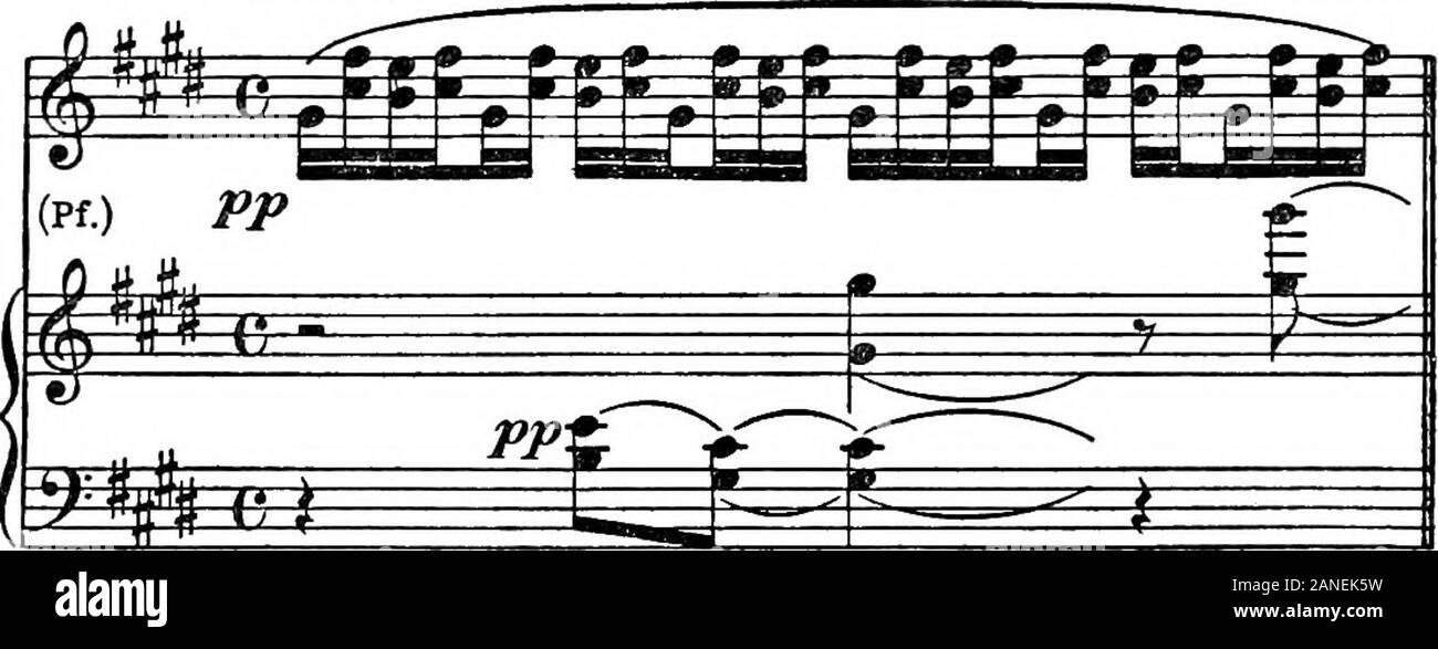 Armonia moderna, la sua spiegazione ed applicazione . Ex. 350. Tres quaresima. RAVEL,La Vallee des le campane E.H. L.H.. 160 moderne armonia nell'Esempio 351 possiamo vedere una bella applicazione di un tre-un triplice profilo di piegatura della melodia, contro uno sfondo ofOutline, doppio quarti in l'armonia interiore. Il piecerequires per essere fittamente avvolto da entrambi i pedali. m. d. M.G. Ex. 351 dalla stessa. Foto Stock