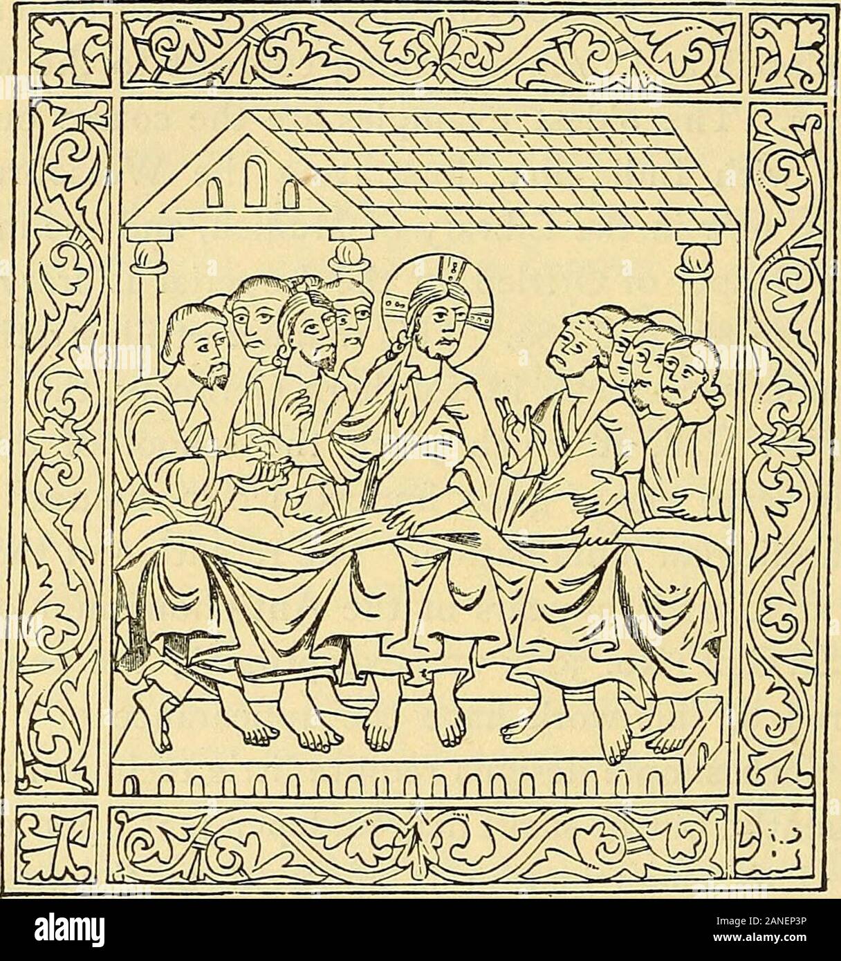 La storia di arte medievale . rappresentato, come illustrato da due di codices eseguito in San Gallabout l'anno 1000, che di Lucanus (n. 863) e quella di Pruden-maurizio (n. 135). Le due pen-disegni della ex, solo partiallycolored in giallo e rosso, mostrano un braccio di mare con sirene andfishes, e la morte di Pompeo vicino Pelusium. Il landscapebackgrounds hanno l'aspetto di topografiche, in cui figure sono disposte in corrispondenza di hap-pericolo, in diretta opposizione a tutti i 420 pittura dell'epoca romanica. principi di raggruppamento artistico. La stessa mancanza di composizione isevident nel illustratio Foto Stock
