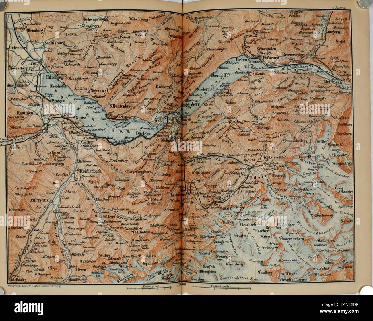 La Svizzera e le adiacenti porzioni di Italia, Savoia, e TyrolHandbook per viaggiatori . Foto Stock