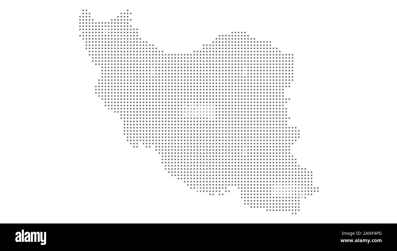 Mappa di Iran tratteggiata, punto grigio su sfondo bianco. Illustrazione Vettoriale per il web design o sfondo volantini manifesti di metraggio brochure banner. Illustrazione Vettoriale