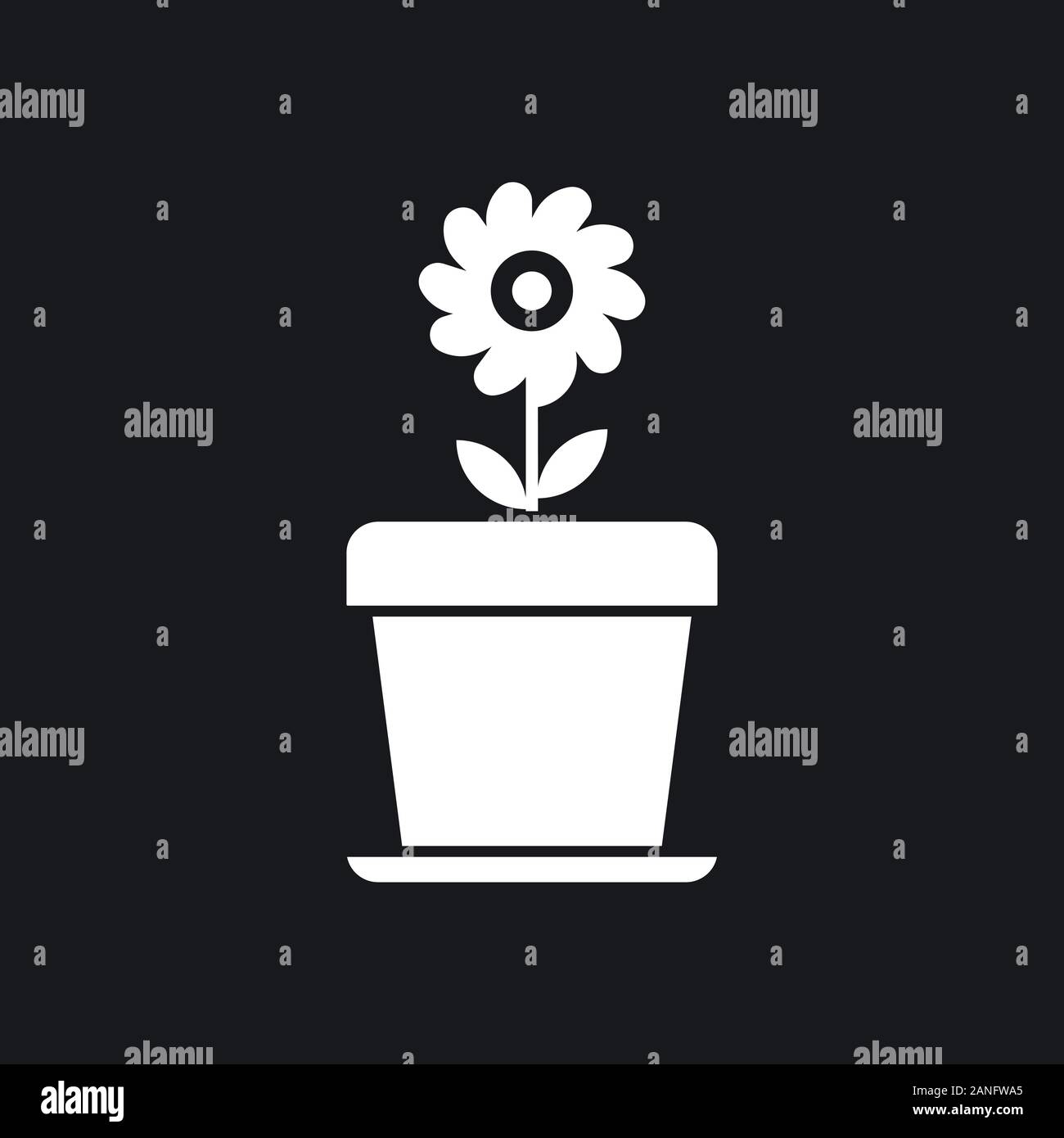 Vaso di fiori icona, vettorializzare piante in vaso, fiore simbolo Illustrazione Vettoriale