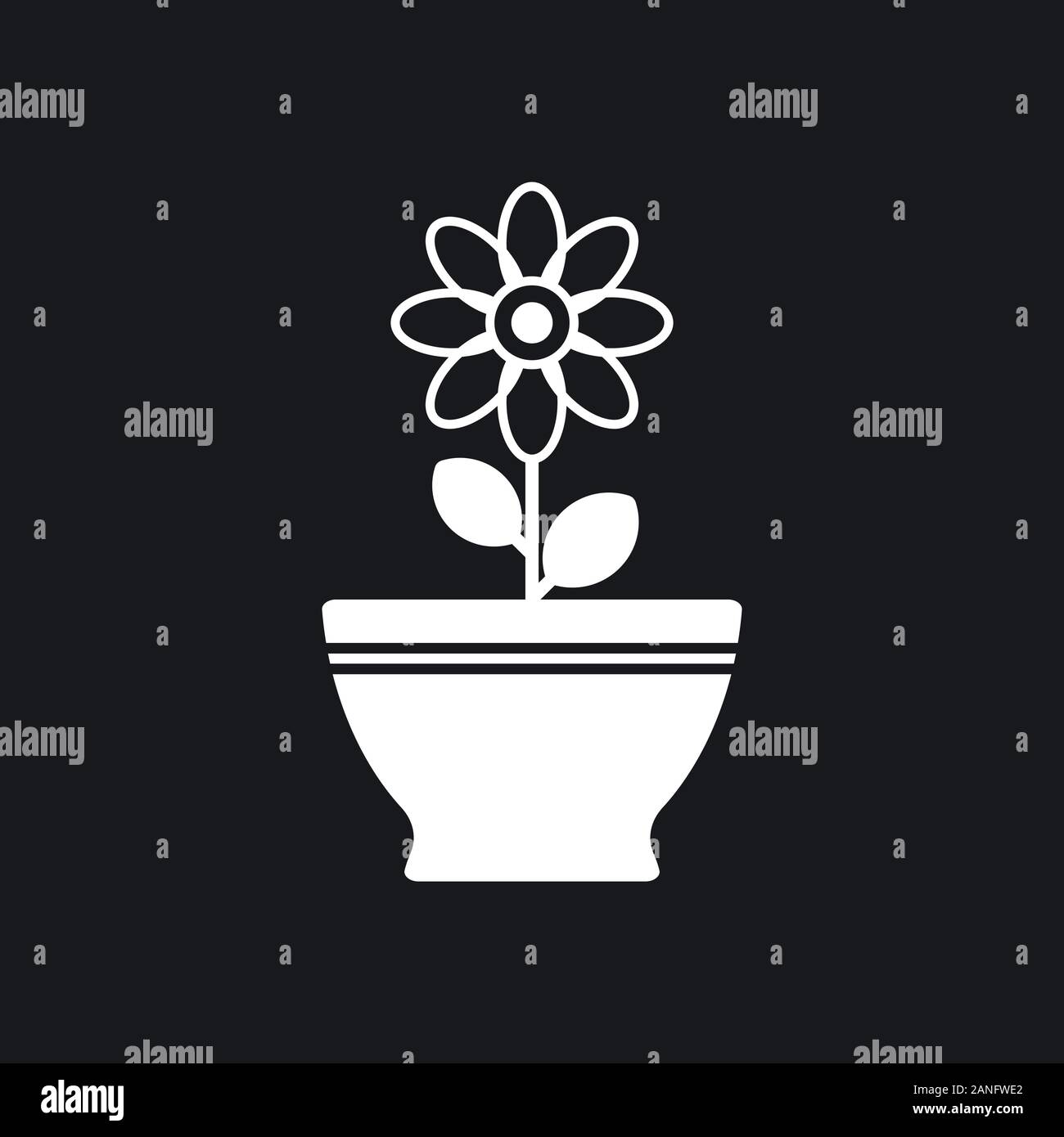 Vaso di fiori icona, vettorializzare piante in vaso, fiore simbolo Illustrazione Vettoriale