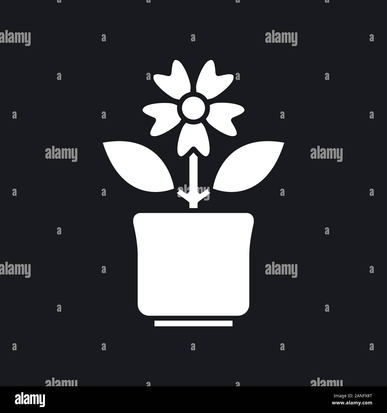 Vaso di fiori icona, vettorializzare piante in vaso, fiore simbolo Illustrazione Vettoriale