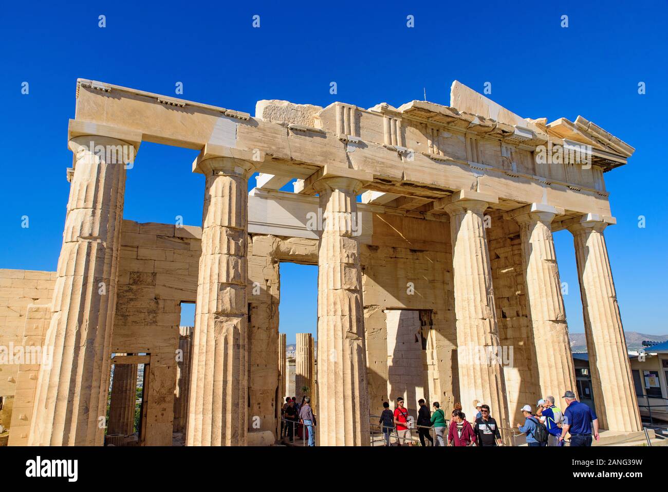 Il Partenone, il famoso e antico tempio dell'Acropoli di Atene, Grecia