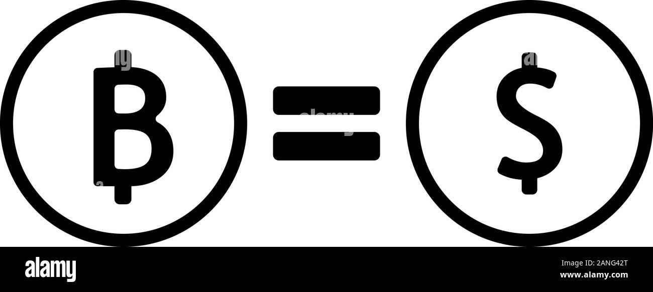 Bitcoin e simboli di dollaro. Concetto di commercio globale di cryptocurrencies Illustrazione Vettoriale