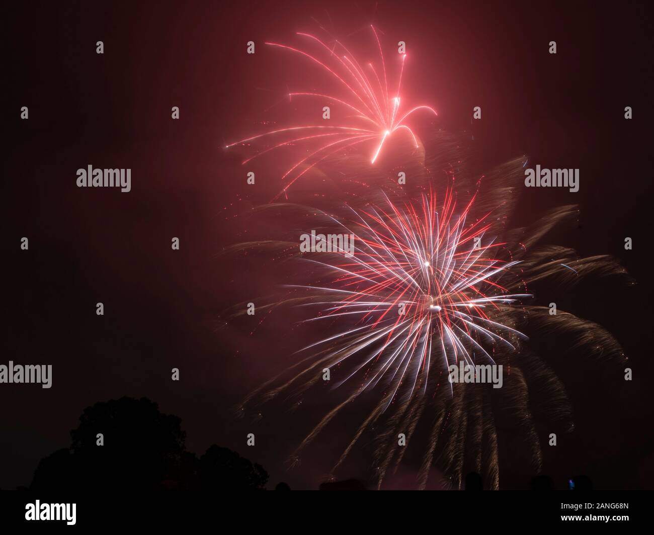 Fuochi d'artificio al nuovo anno con lo spazio di testo Foto Stock
