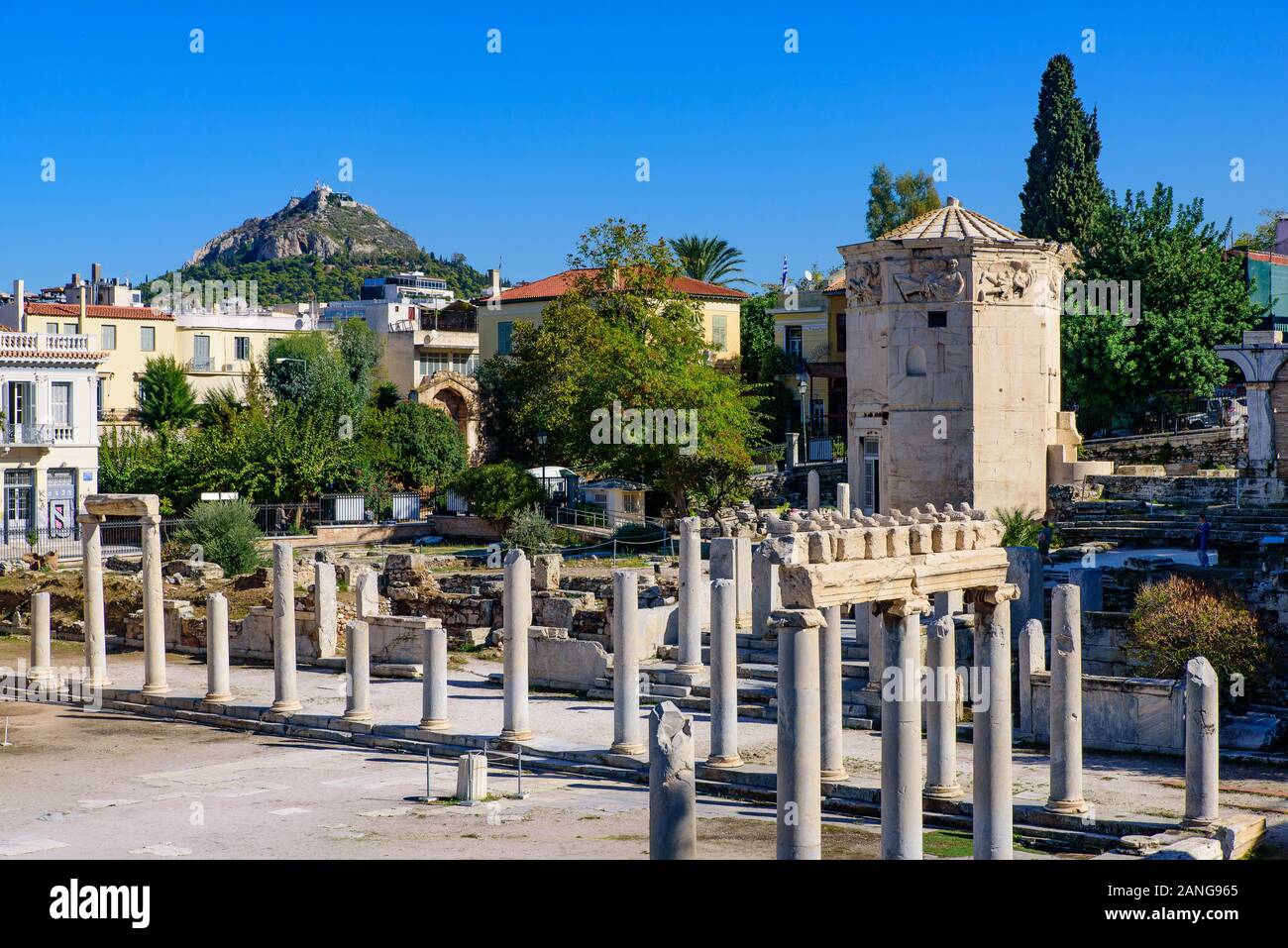 Roman Agora, antiche rovine costruito nel periodo romano in Atene, Grecia Foto Stock