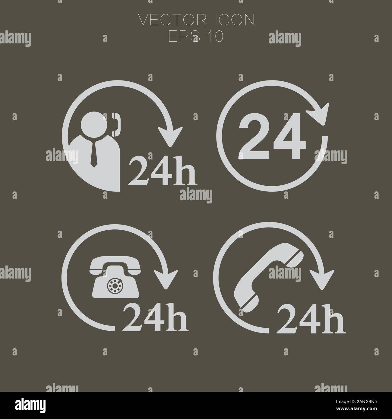 Aprire intorno all'orologio 24 ore di set di icone Illustrazione Vettoriale