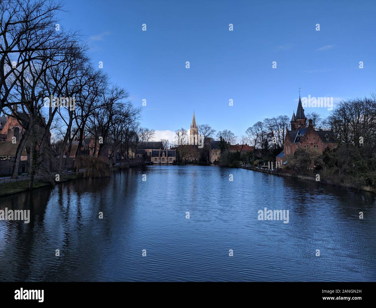 Il lago dell amore, Minnewater, Bruges, Belgio Foto Stock