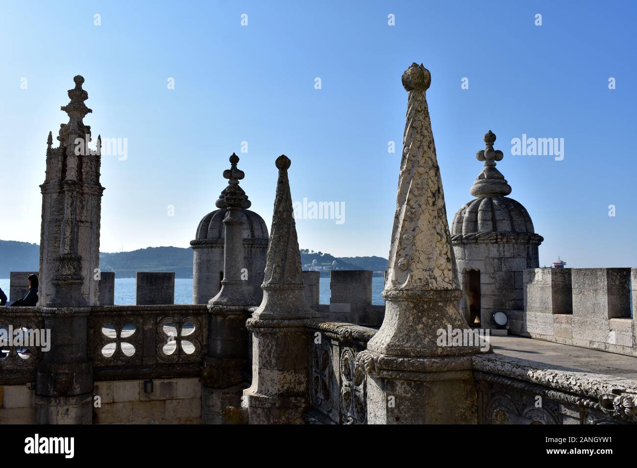 Torrette Sulla Torre Belem, Belem, Lisbona, Portogallo Foto Stock