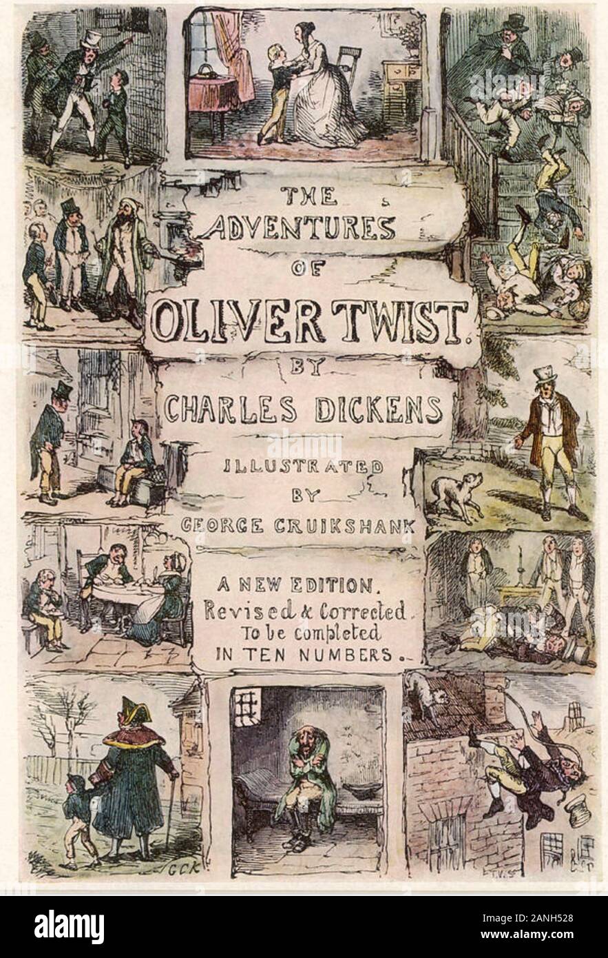 OLIVER TWIST romanzo di Charles Dickens. Coperchio della prima edizione  della serie pubblicata come un libro nel gennaio 1846 Foto stock - Alamy