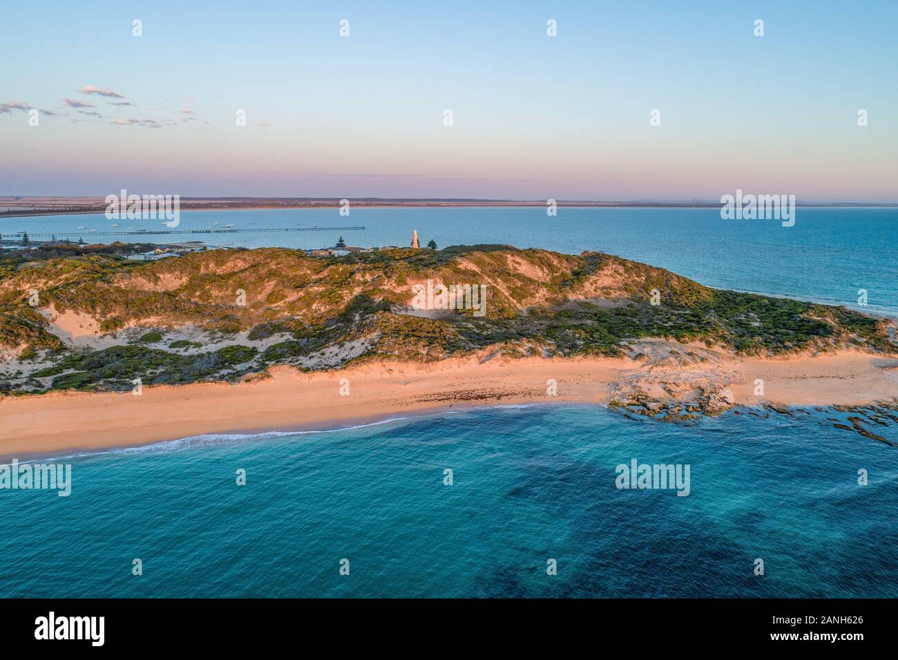 Cape Martin faro al tramonto - vista aerea Foto Stock