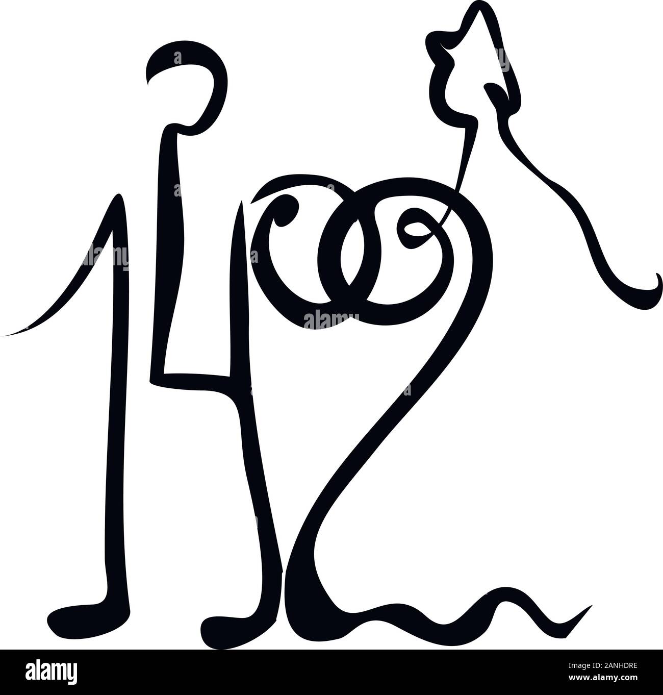 02.14. Adesivi per i social media post. Vector disegnati a mano design illustrazione. Illustrazione Vettoriale